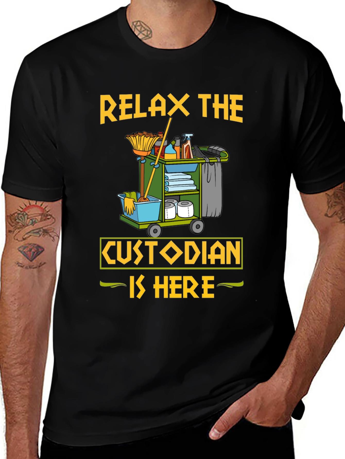 Variant 5 of Relax The Custodian Is Here Funny T-Shirt