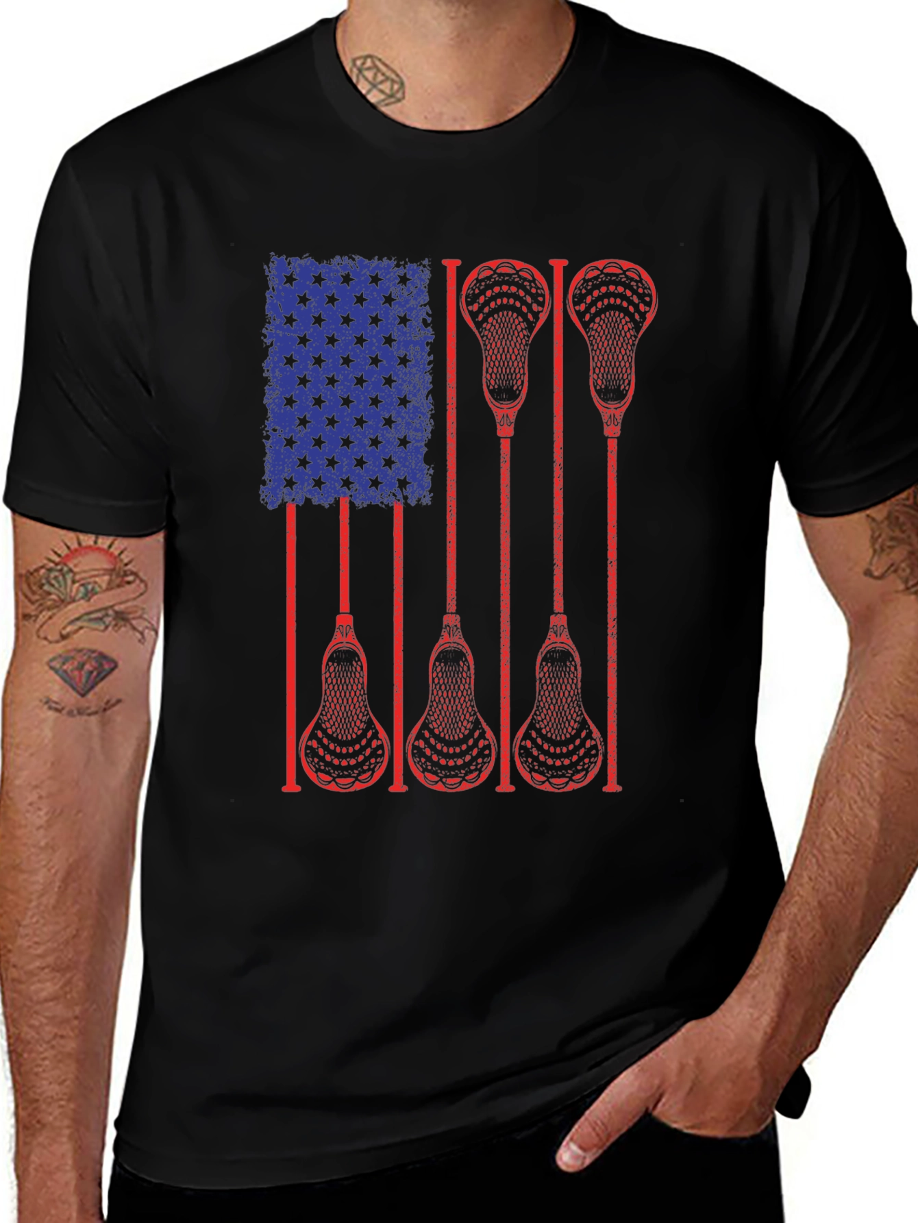 Variant 6 of Lacrosse American Flag Graphic T-Shirt