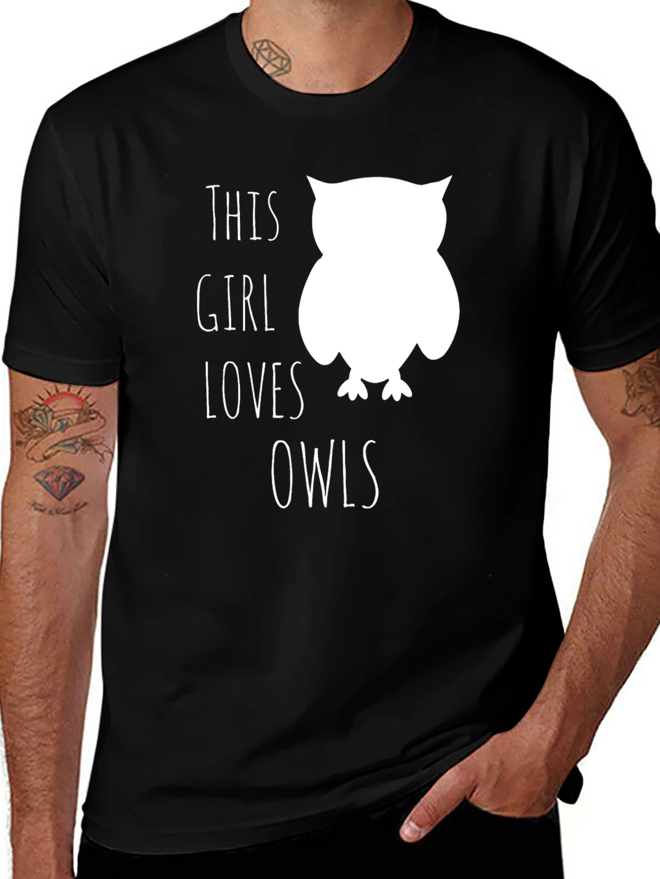 Variant 4 of This Girl Loves Owls T-Shirt - Black Graphic Tee