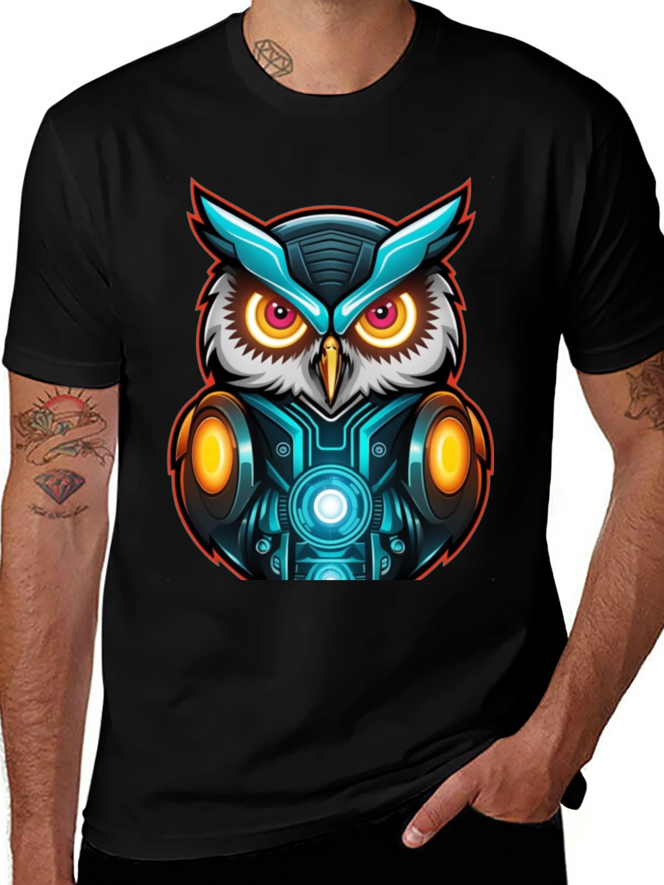 Variant 12 of Cyber Owl Graphic Tee