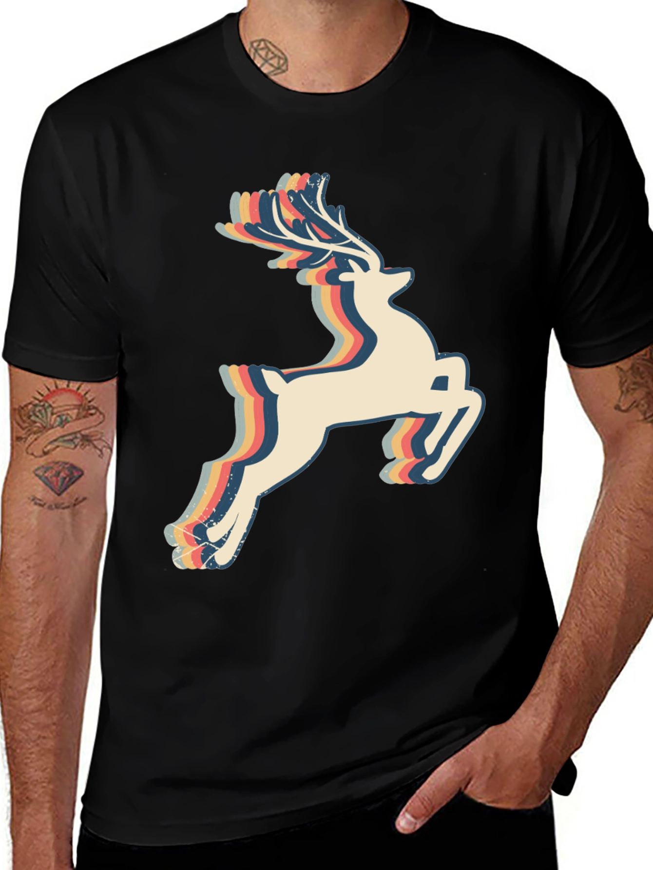Variant 13 of Retro Reindeer T-Shirt - Vintage Style Christmas Tee