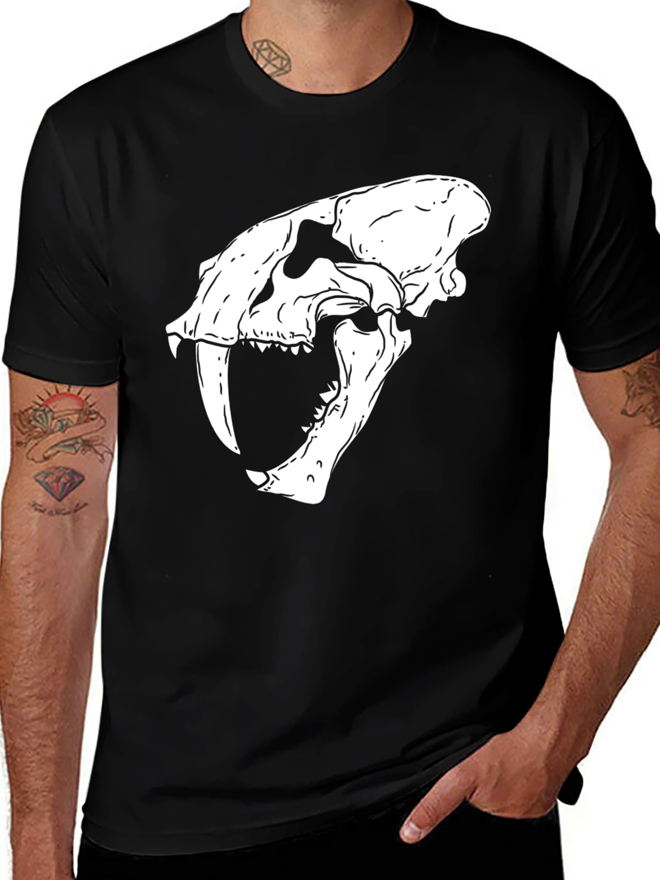Variant 9 of Skull Graphic Tee - Black Cotton Blend