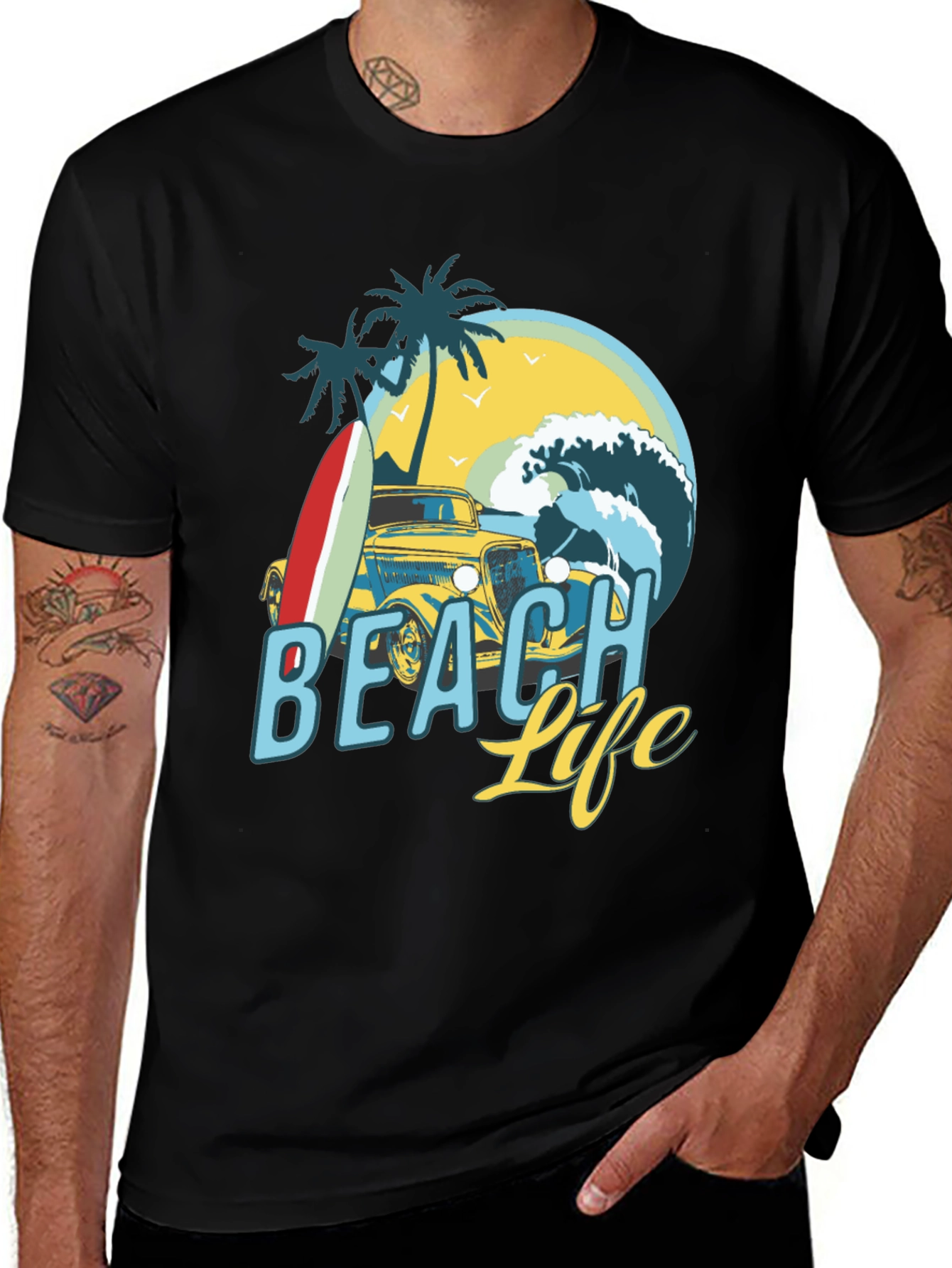 Variant 6 of Beach Life Graphic T-Shirt, Vintage Car Surf Design