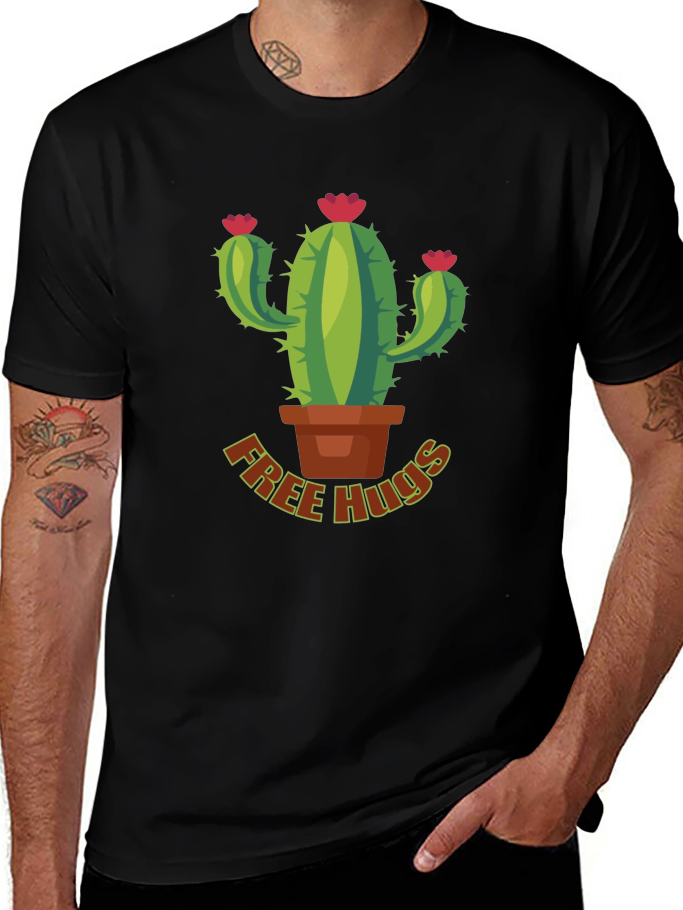 Variant 3 of Free Hugs Cactus Graphic Tee - Funny Desert Plant Shirt