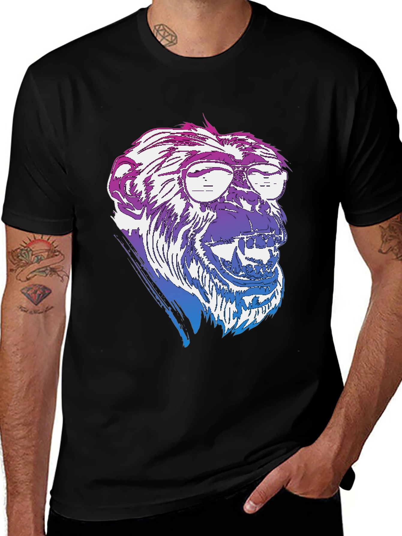 Variant 14 of Cool Monkey Graphic Tee - Men's Black T-Shirt