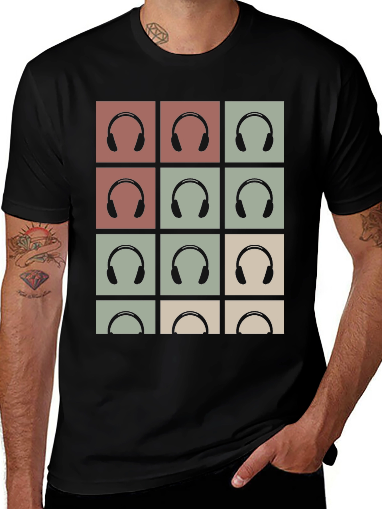 Variant 3 of Headphone Pattern Graphic Tee - Music Lover's T-Shirt