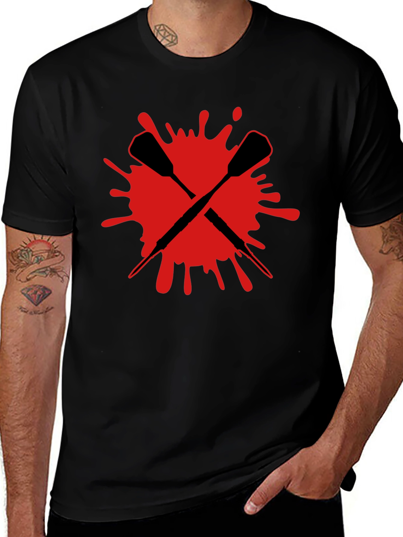 Variant 3 of Crossed Darts Graphic Tee - Bold Black T-Shirt