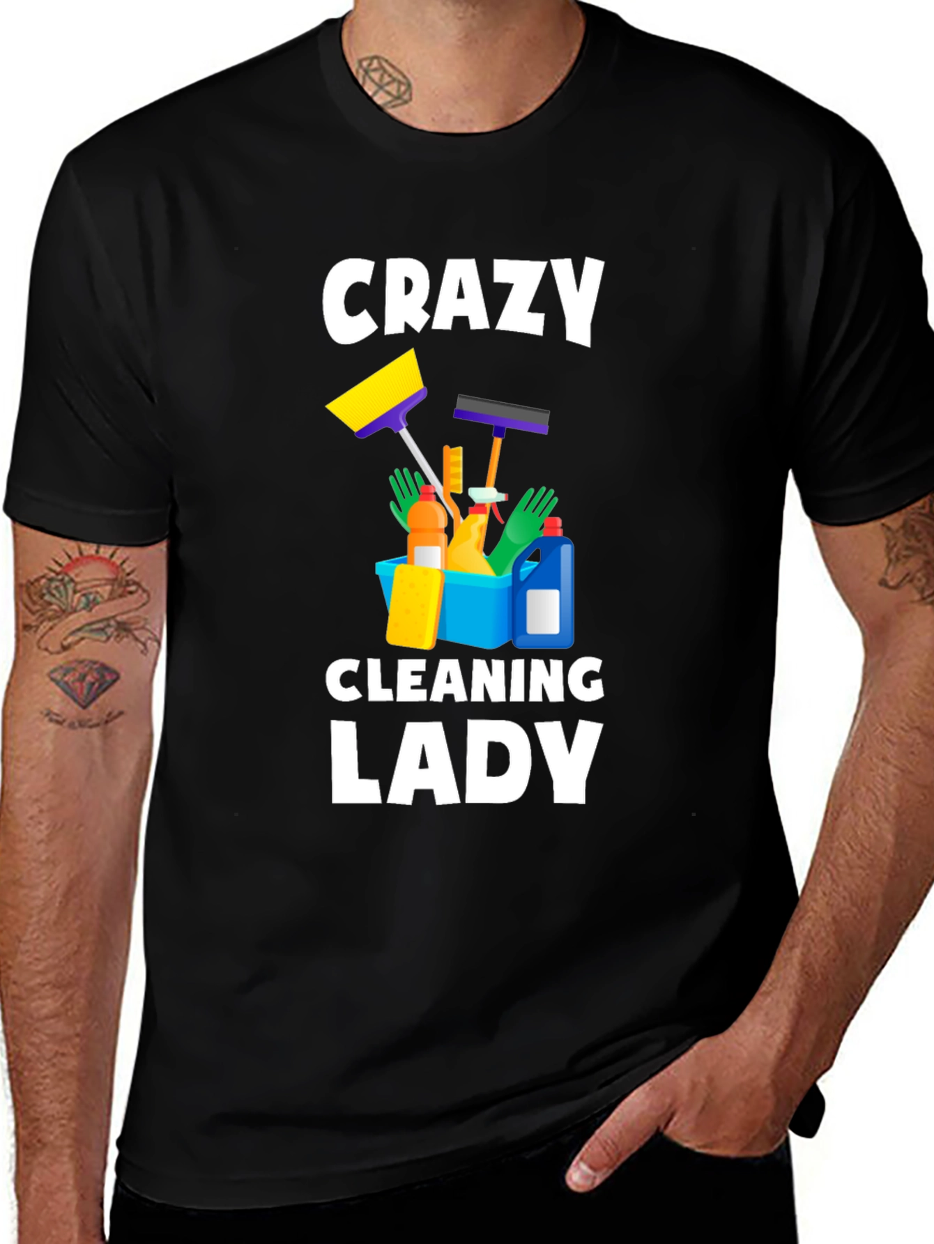 Variant 7 of Crazy Cleaning Lady T-Shirt