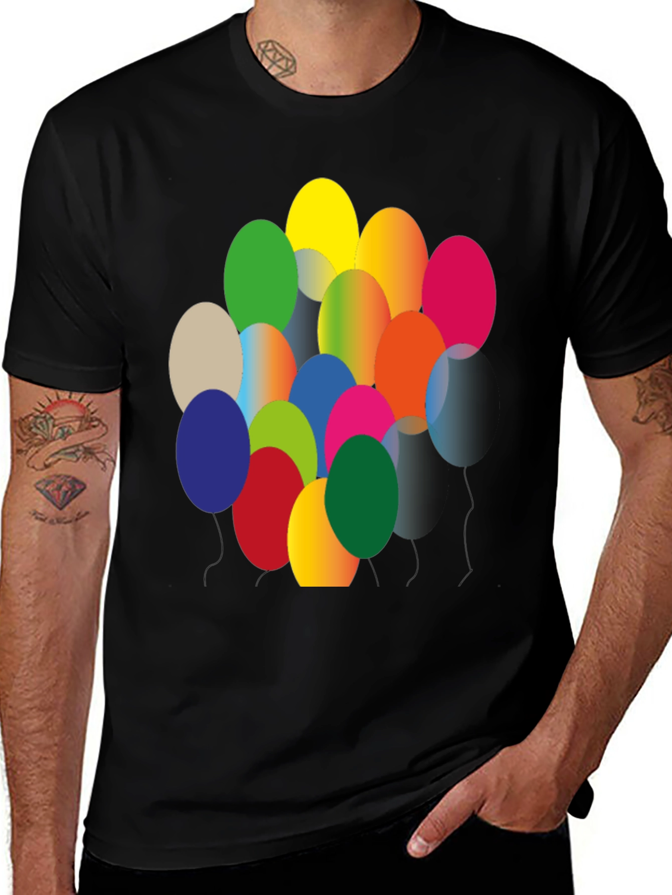Variant 9 of Colorful Balloons Graphic T-Shirt - Casual Tee