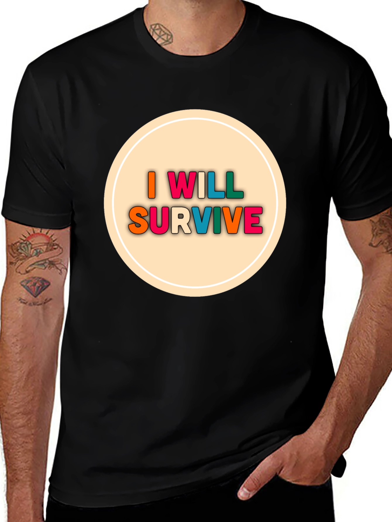 Variant 23 of I Will Survive Graphic Tee - Black