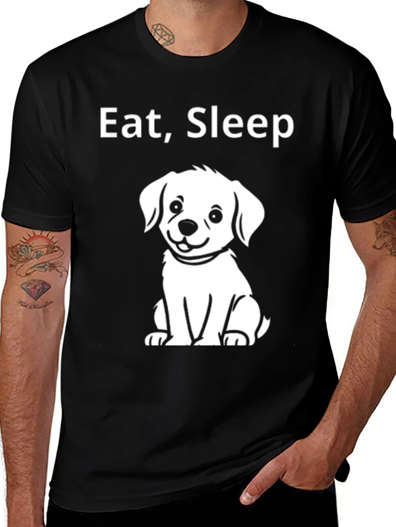 Variant 7 of Eat Sleep Puppy Repeat Black T-Shirt