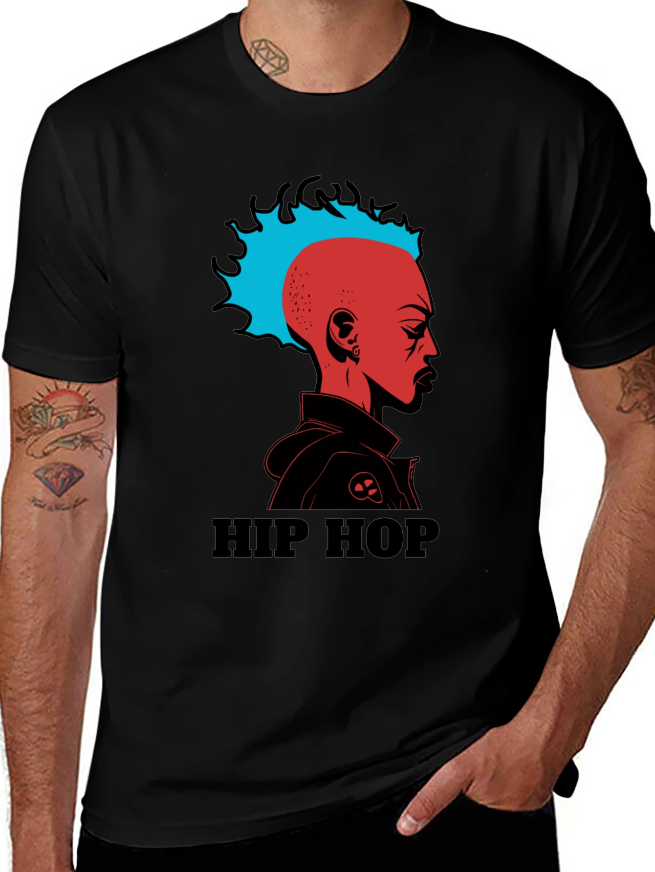 Variant 4 of Hip Hop Graphic Print Black T-Shirt