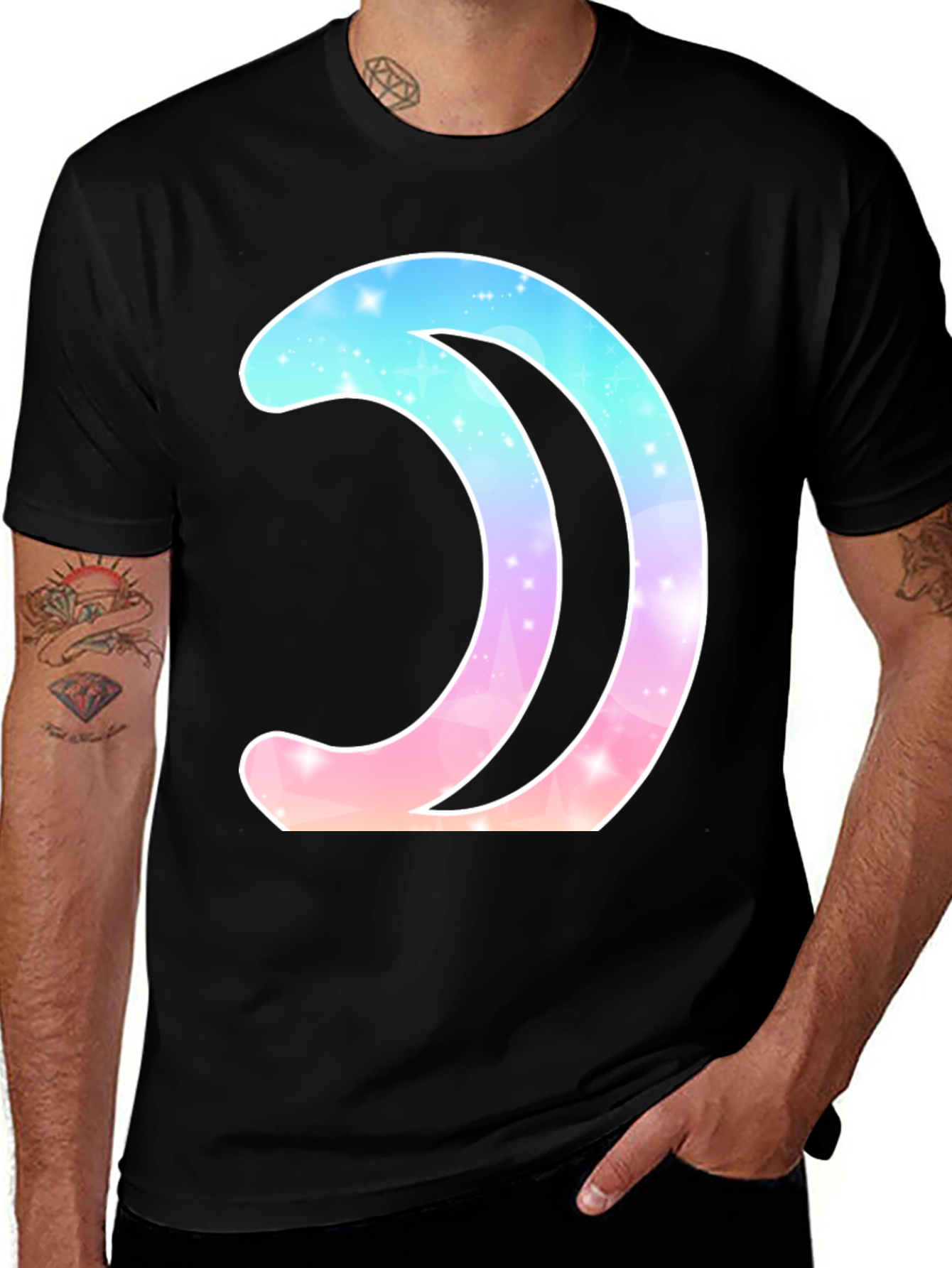 Variant 18 of Galaxy Moon Graphic Tee - Stylish Black T-Shirt