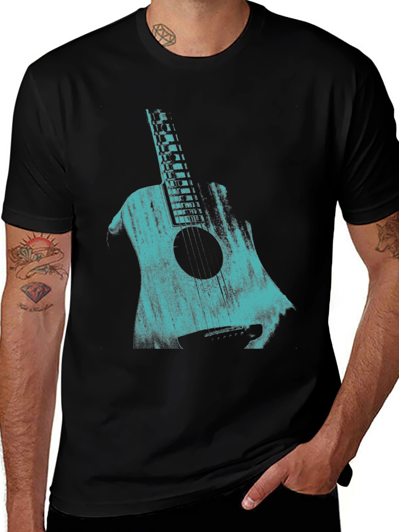 Variant 11 of Guitar Graphic Print T-Shirt - Stylish Music Lover Tee