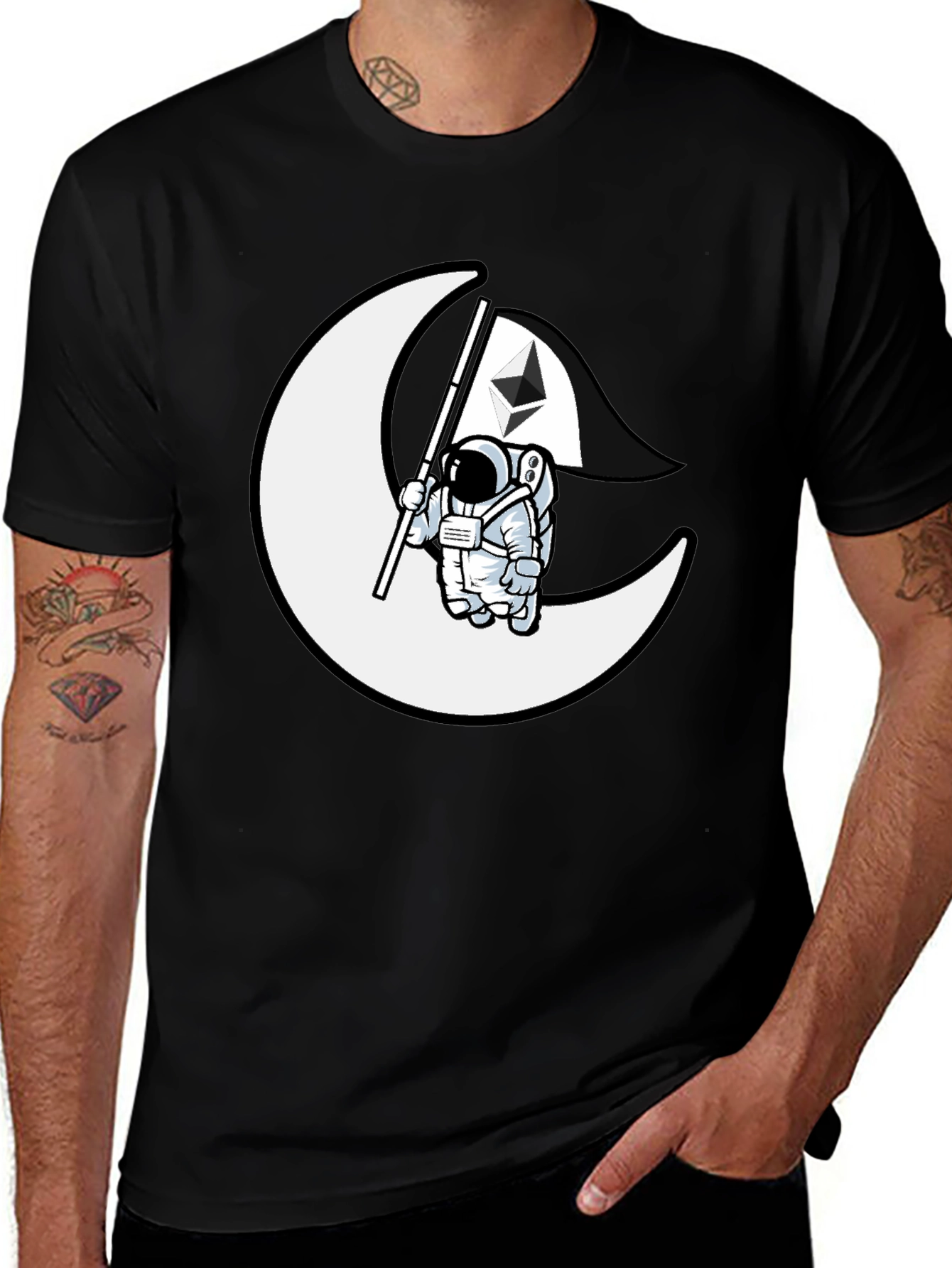 Variant 6 of Ethereum to the Moon Graphic Tee - Astronaut Design