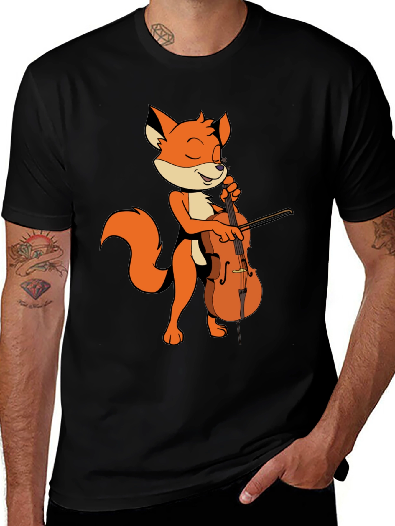 Variant 26 of Fox Playing Cello Graphic Tee - Unique Musician Shirt