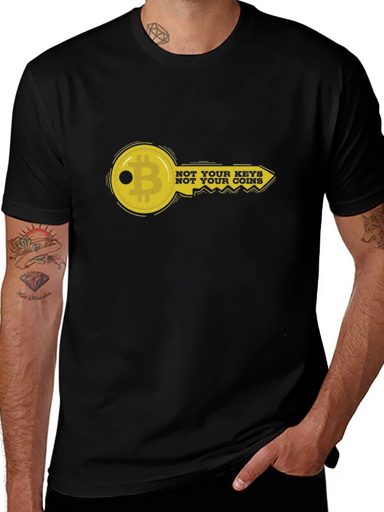Variant 5 of Bitcoin Key Graphic Tee - Not Your Keys, Not Your Coins