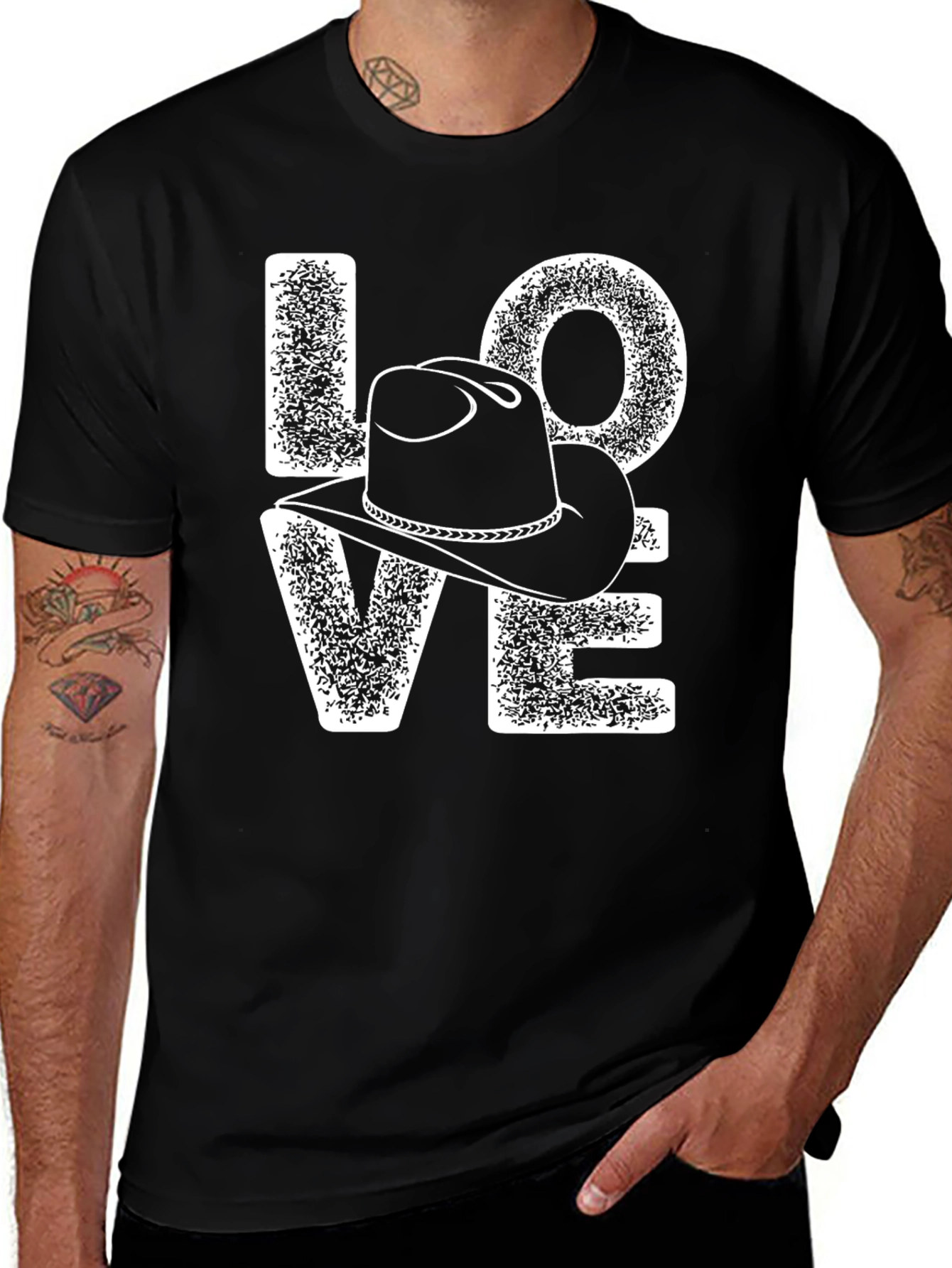 Variant 27 of Love Cowboy Hat Graphic Tee - Western Style