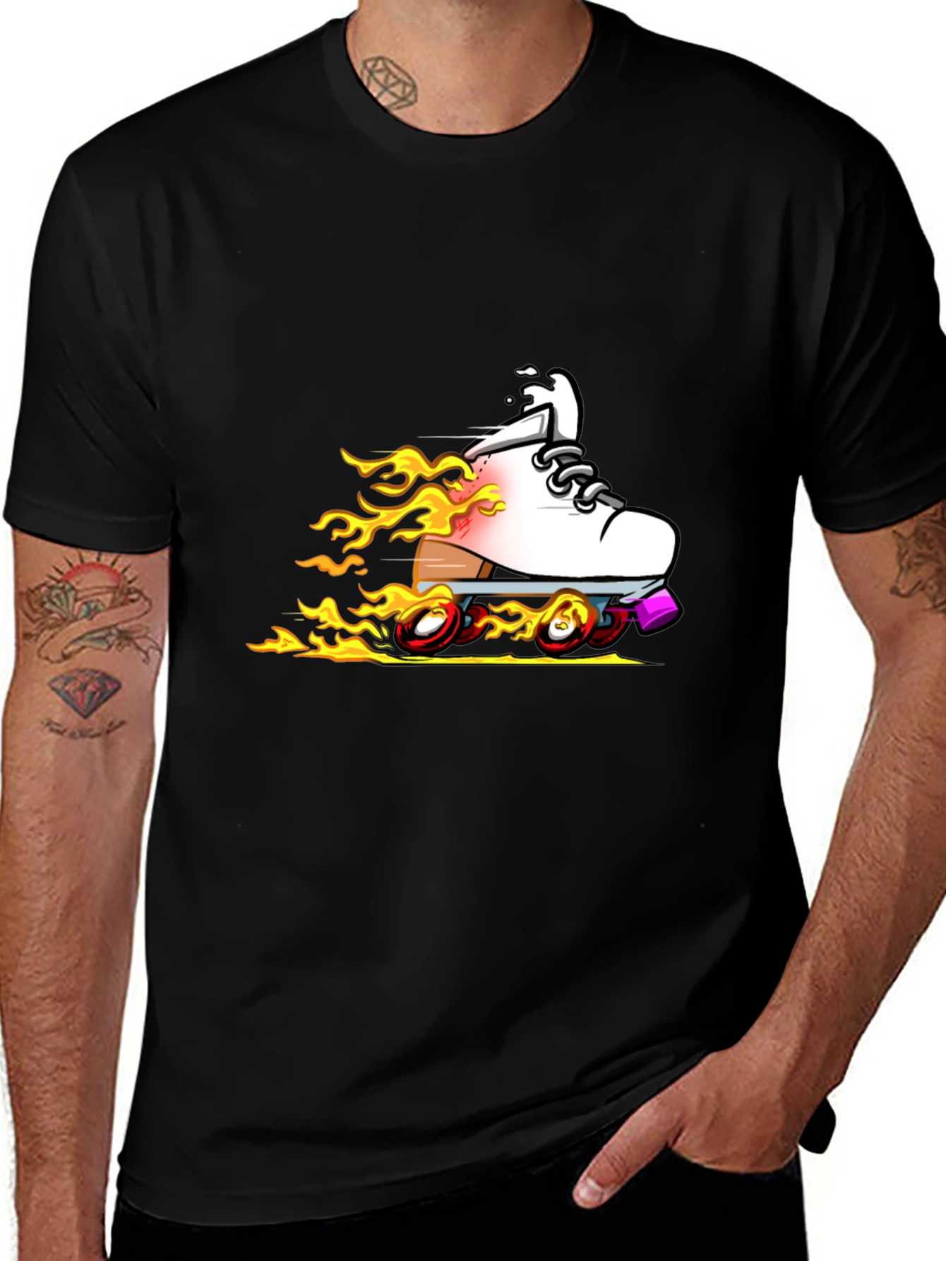 Variant 25 of Fiery Roller Skate Graphic T-Shirt - Black