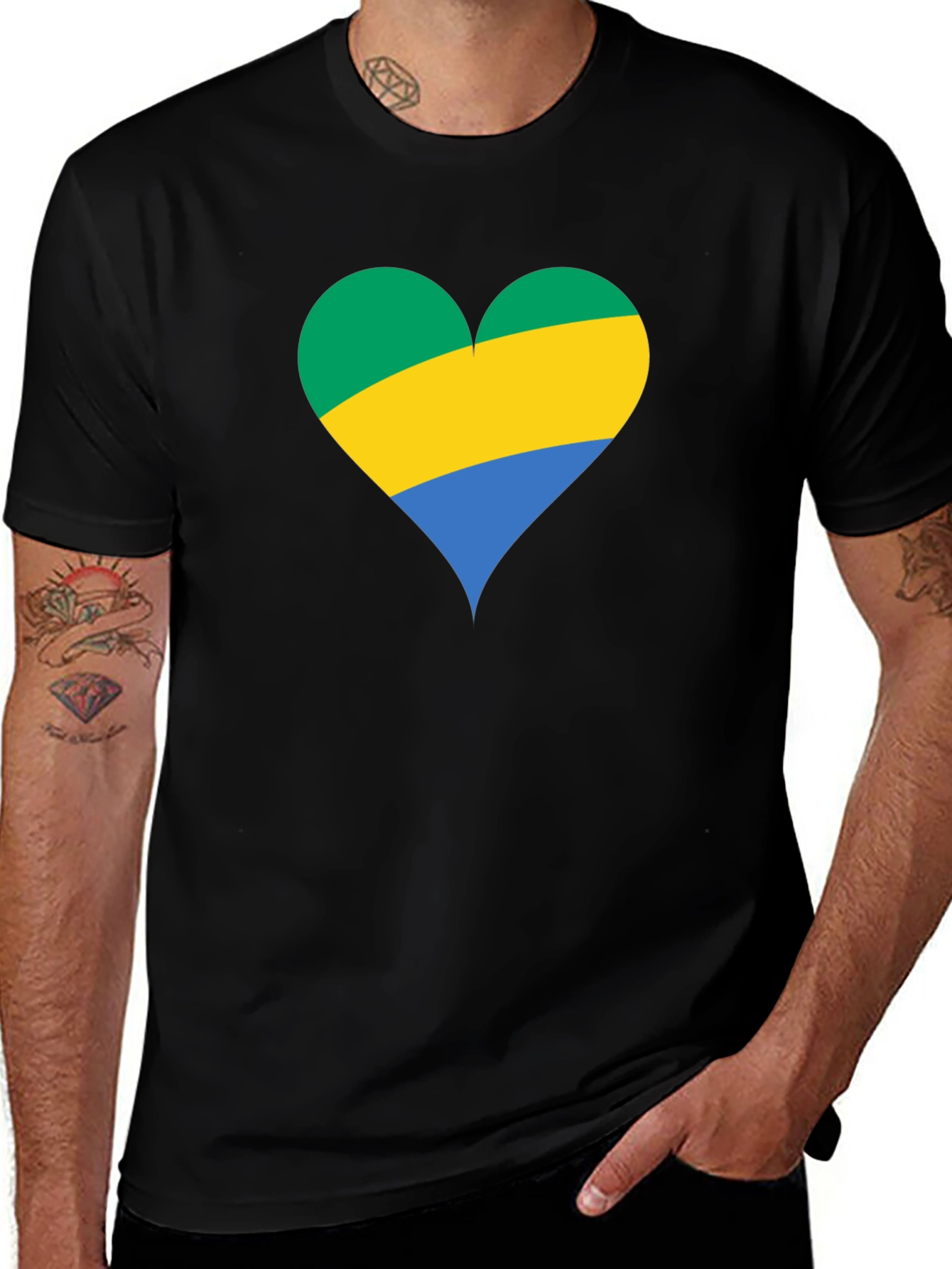 Gabon Flag Heart T-Shirt - Show Your Love!
