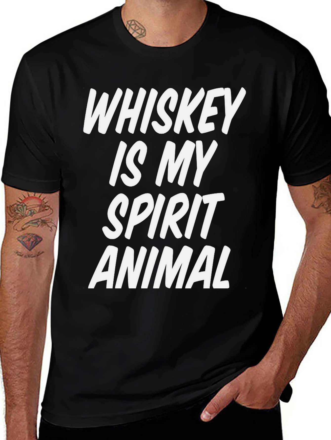 Variant 3 of Whiskey is My Spirit Animal - Black T-Shirt