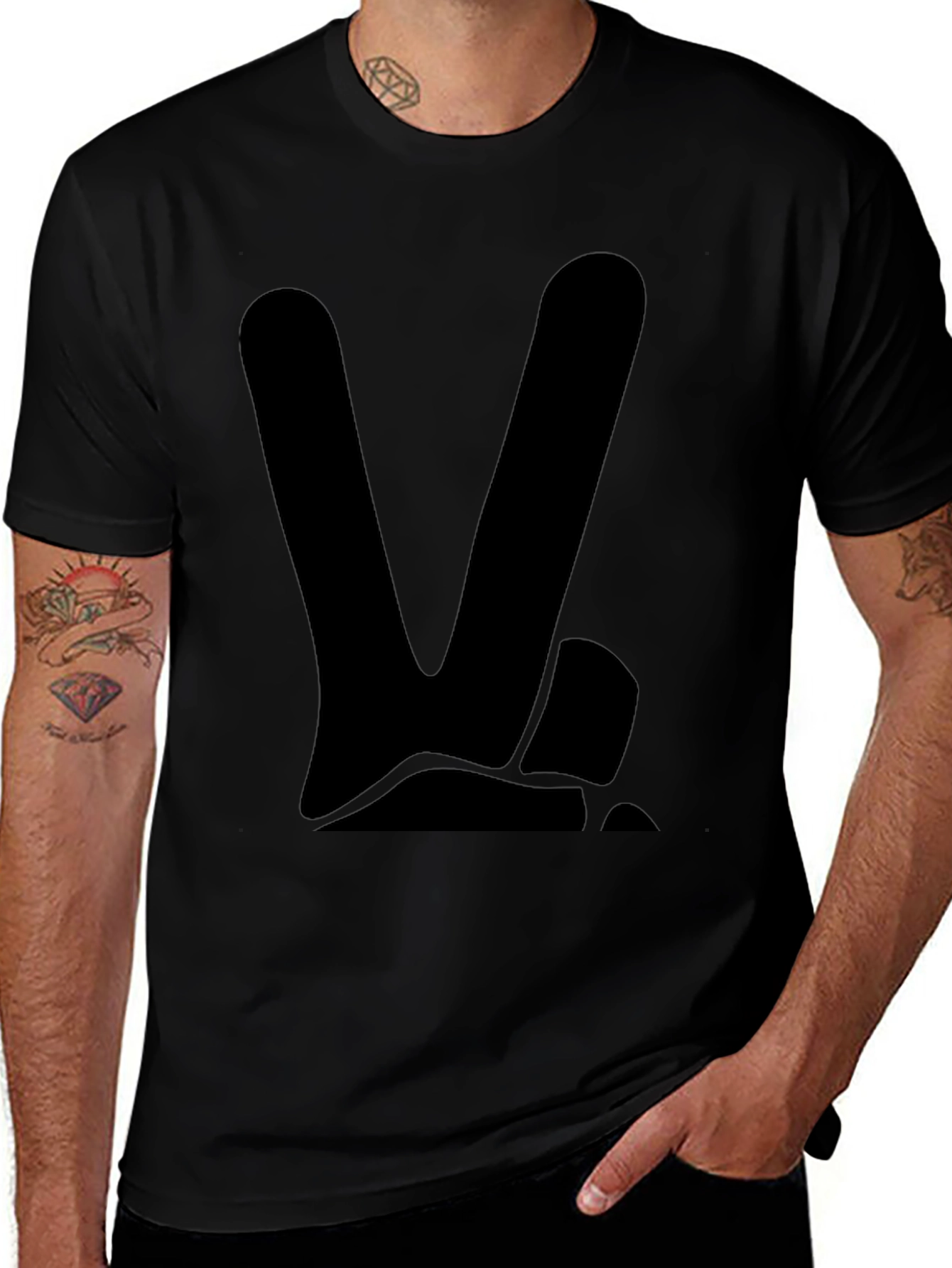 Variant 16 of Peace Sign Graphic Tee - Cool Black T-Shirt