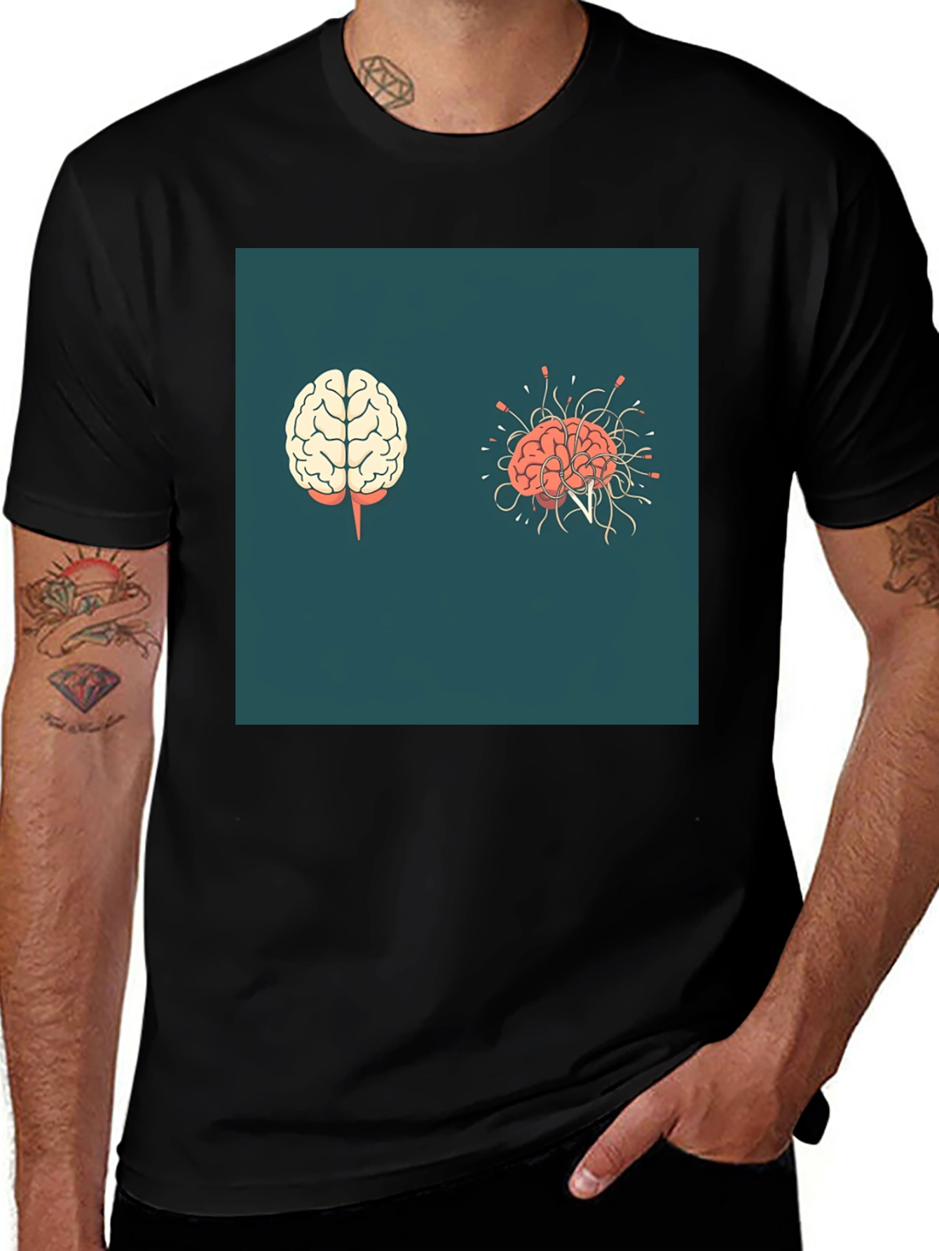 Variant 15 of Brain Diagram Black T-Shirt