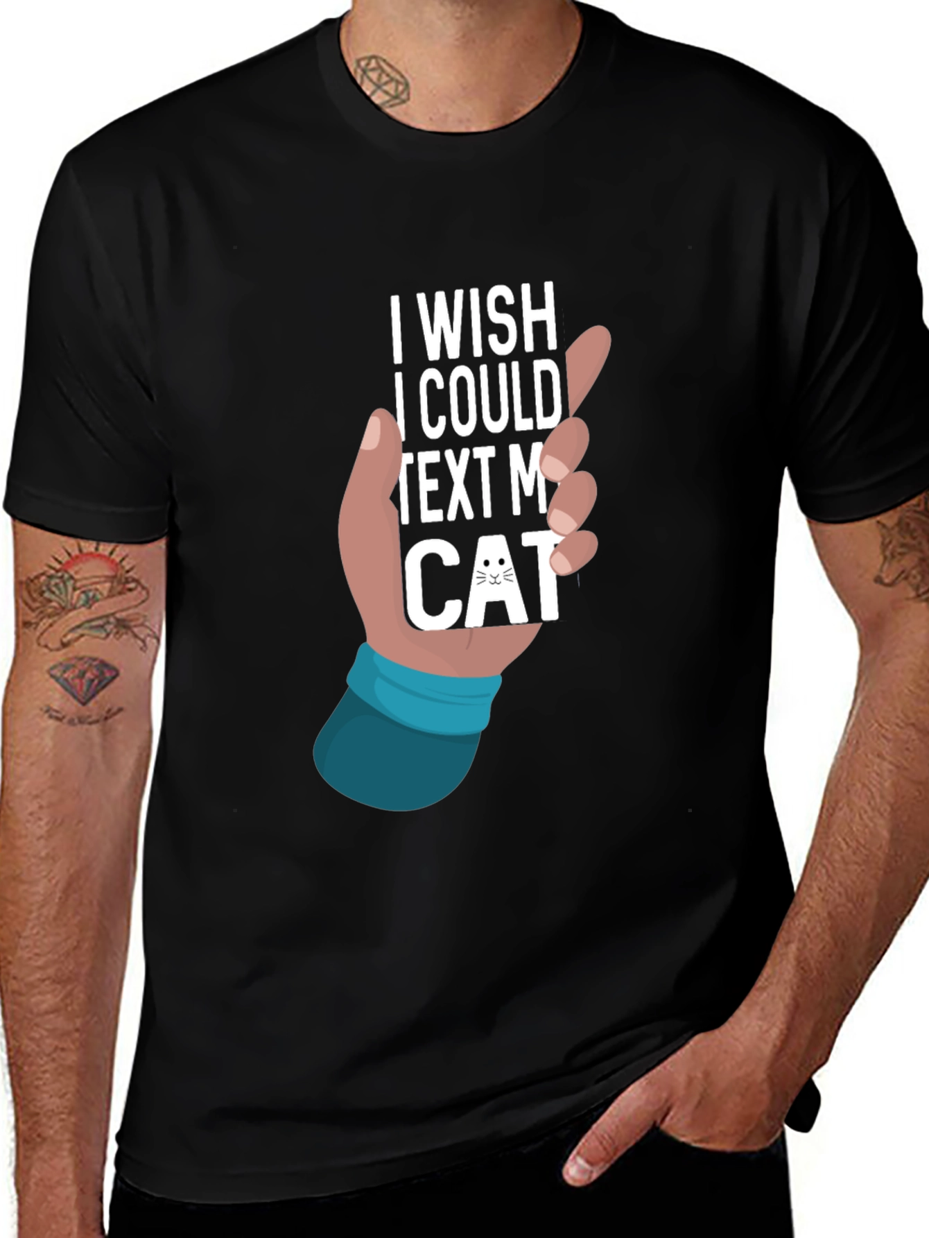 Variant 4 of Text My Cat T-Shirt - Novelty Graphic Tee