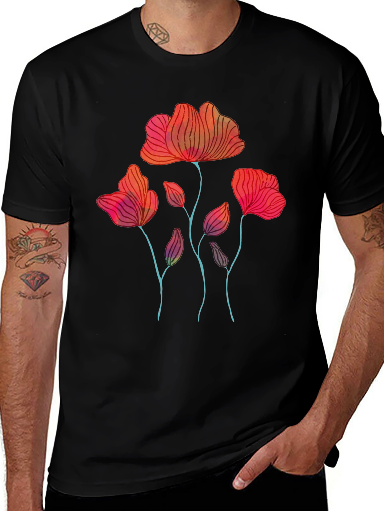 Variant 11 of Floral Graphic Print Men's T-Shirt
