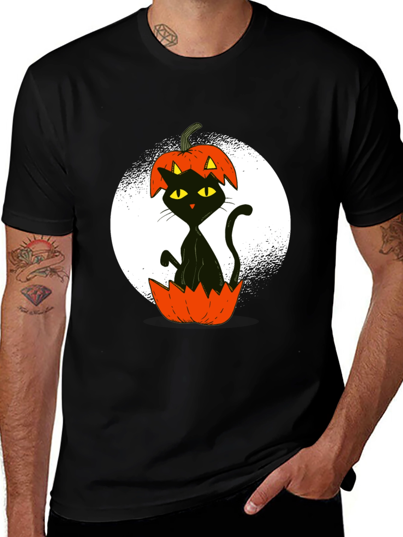 Halloween Cat Pumpkin Graphic Tee