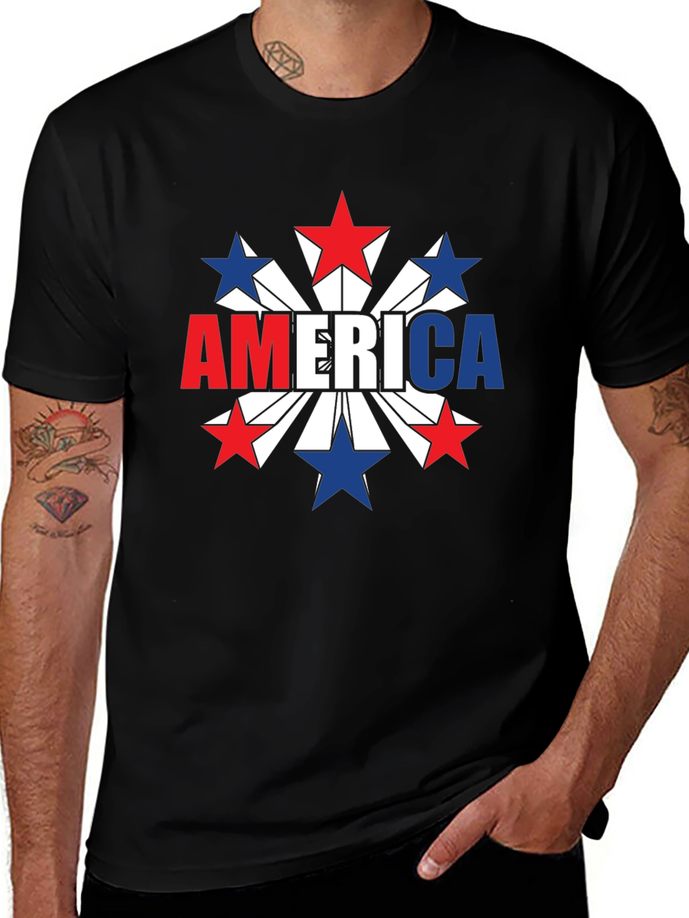 Variant 20 of America Star Graphic Crew Neck T-Shirt