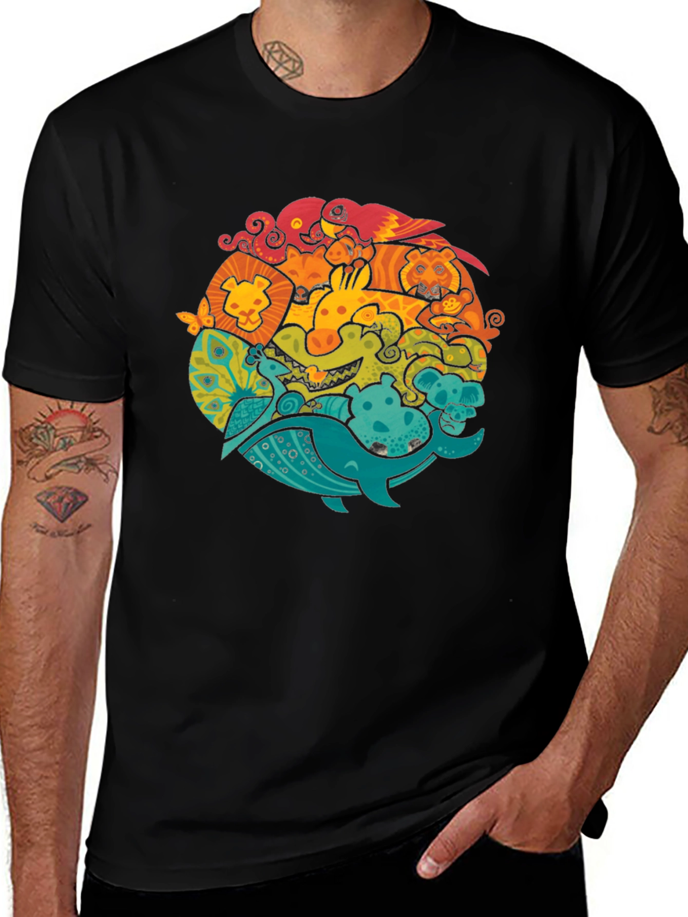 Variant 10 of Animal Kingdom T-Shirt - Colorful Wildlife Design