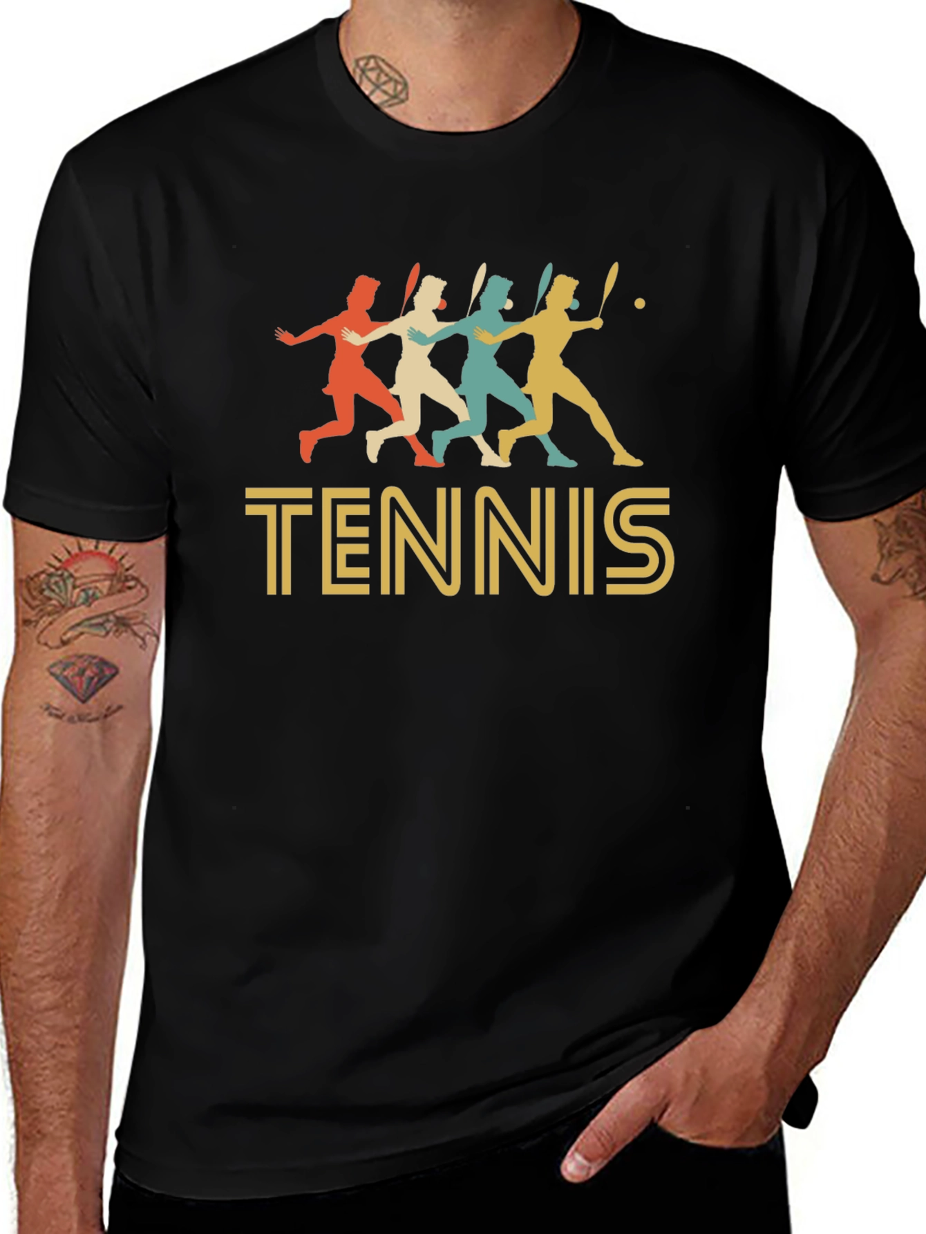 Variant 19 of Retro Tennis Player Graphic T-Shirt