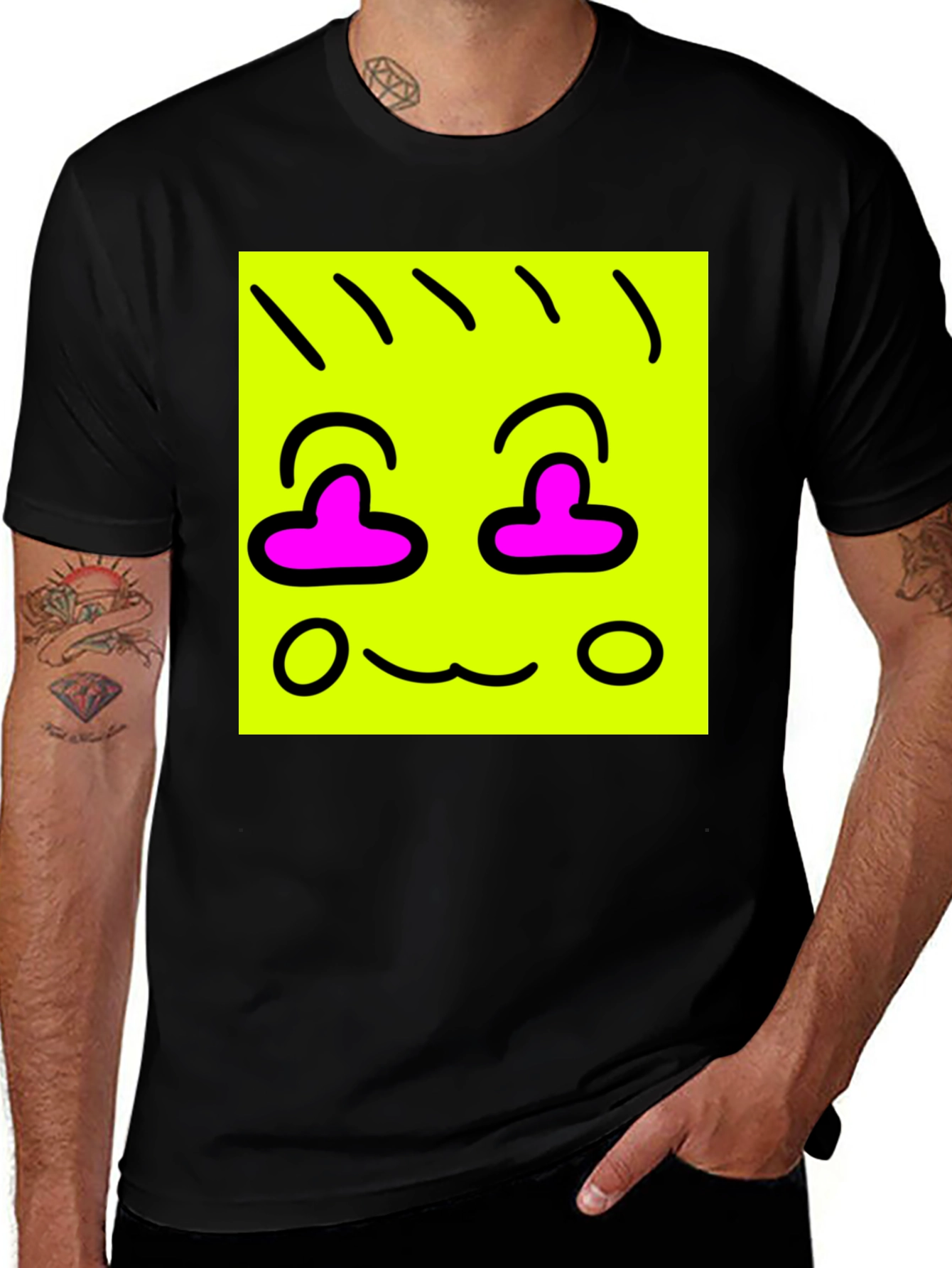 Variant 22 of Funky Face Graphic Tee - Black Cotton Blend