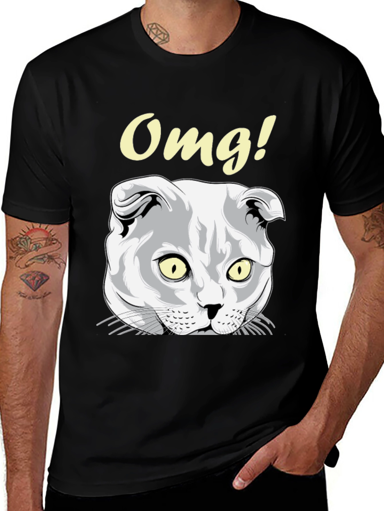 Variant 28 of OMG Cat Graphic Tee - Unisex Black T-Shirt