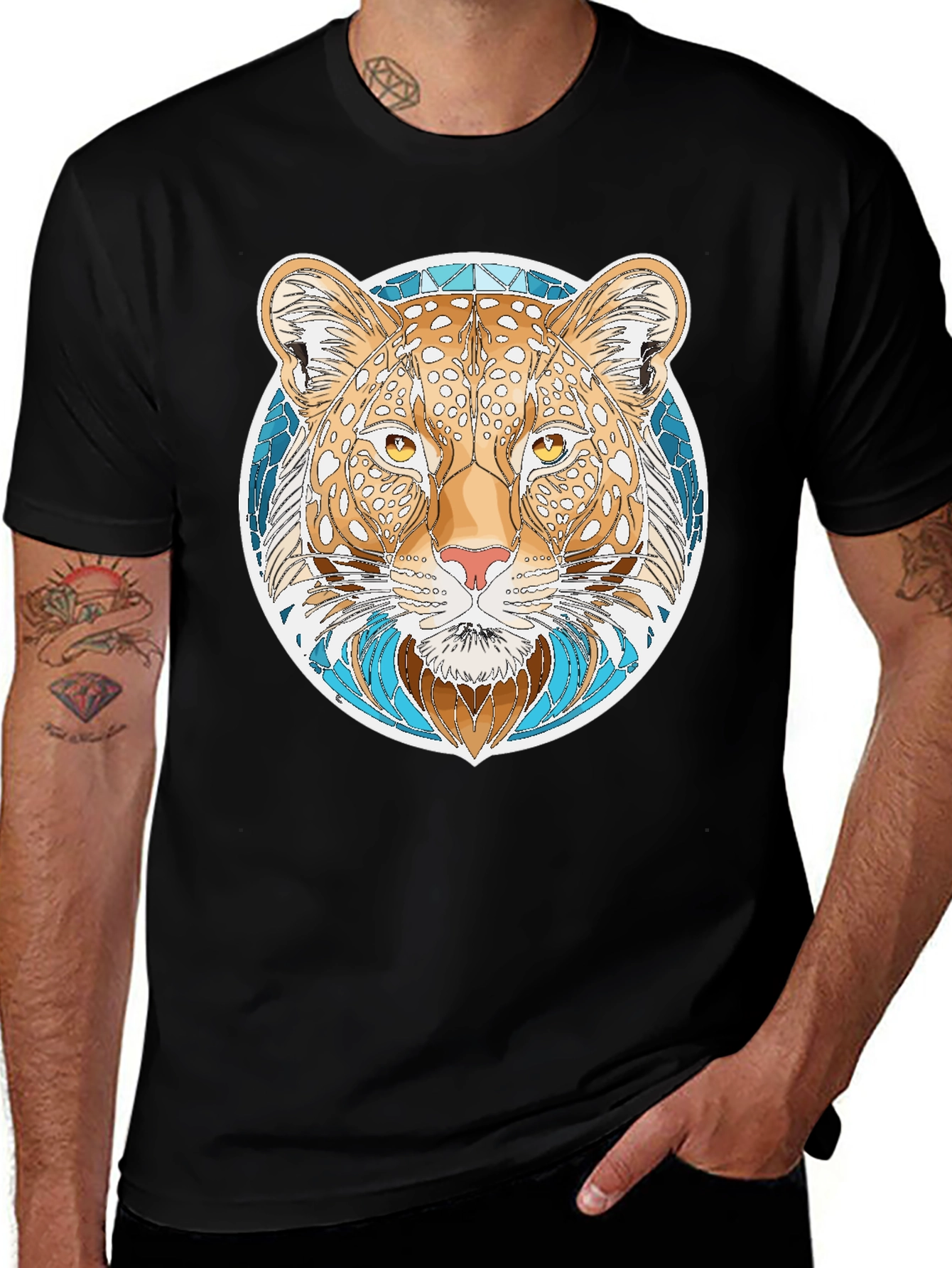Variant 21 of Mosaic Jaguar Graphic Tee - Unique Animal Print Shirt