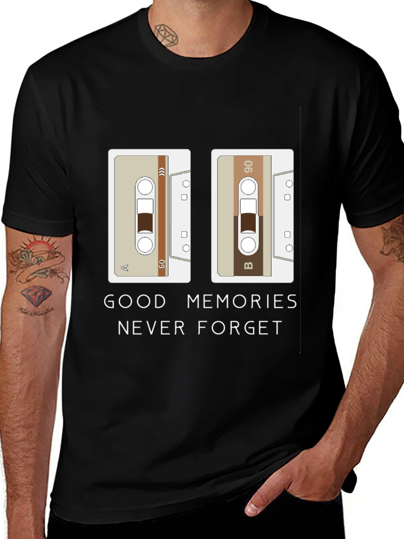 Variant 22 of Retro Cassette Tape Graphic T-Shirt: Good Memories Tee