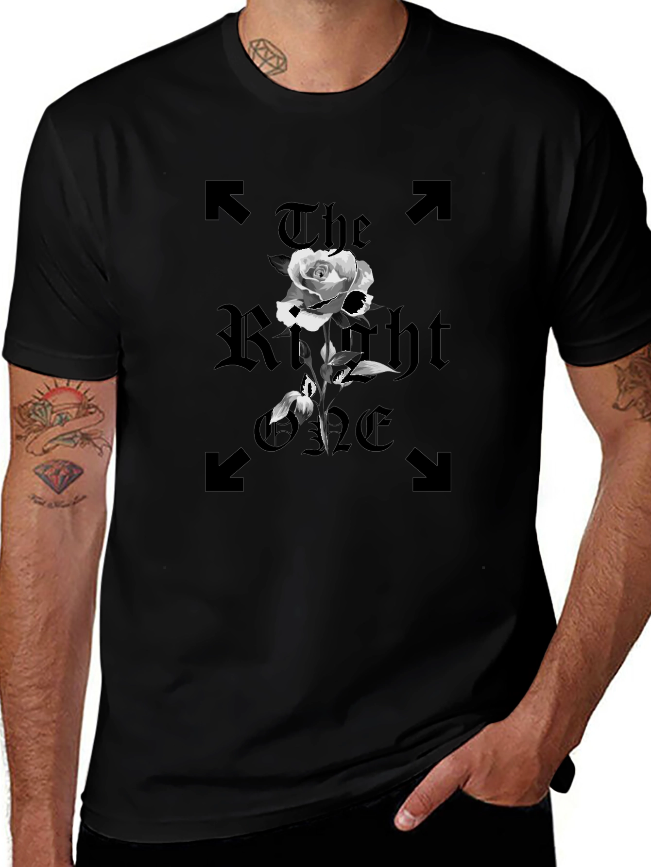 Variant 25 of The Right One Rose Graphic Tee - Black