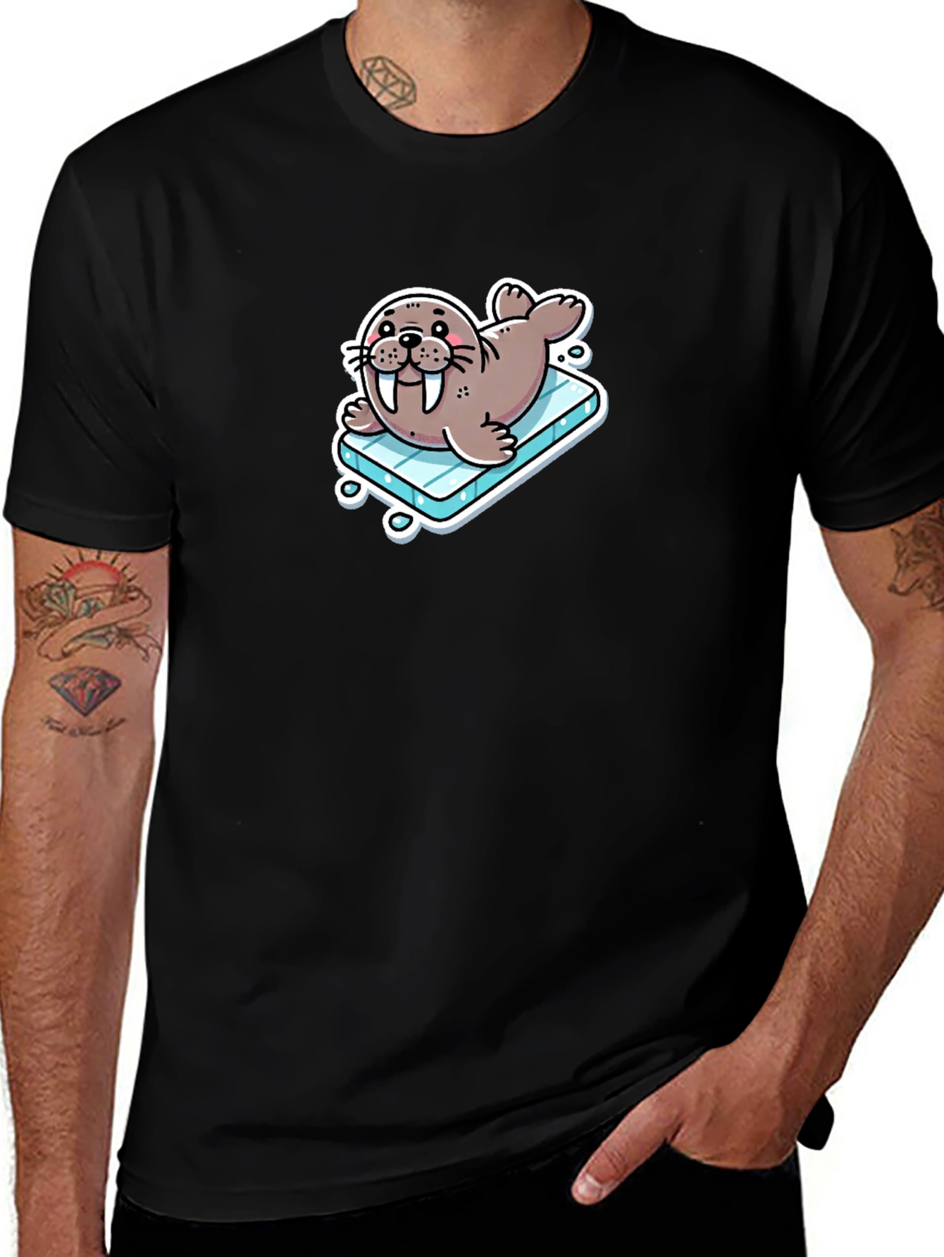 Walrus on Ice T-Shirt - Black Cotton Tee