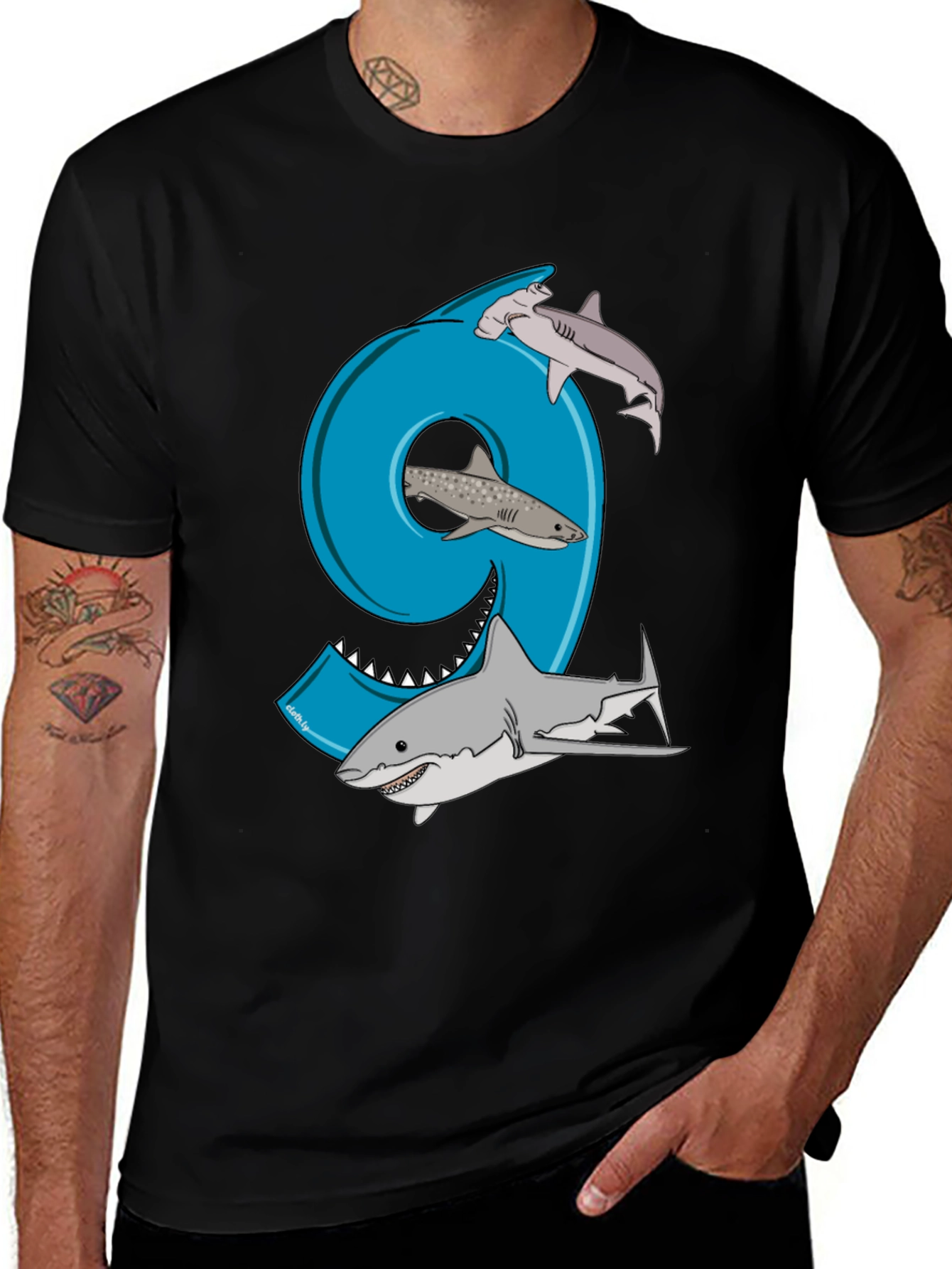 Variant 17 of Shark 9th Birthday T-Shirt