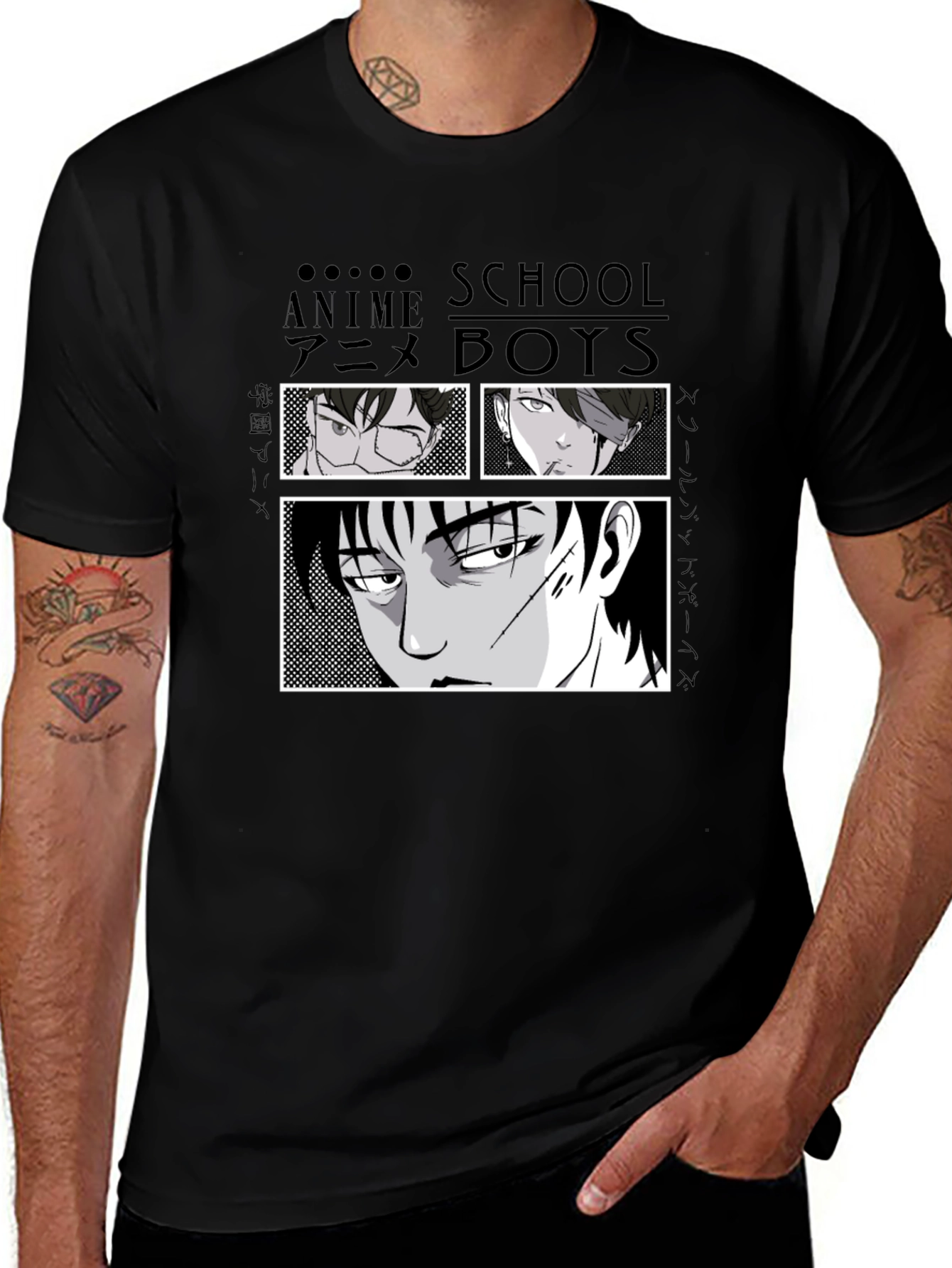 Anime School Boys Graphic T-Shirt