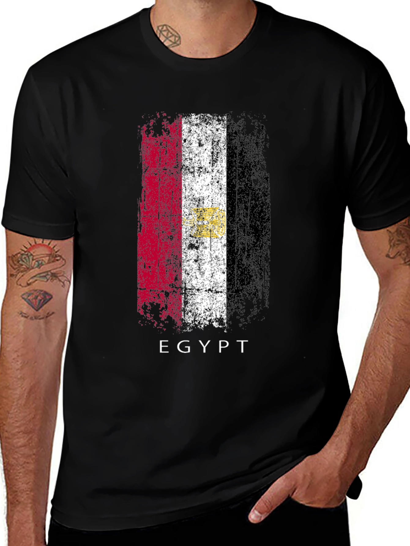 Variant 12 of Egypt Flag Graphic T-Shirt - Men's Black Tee
