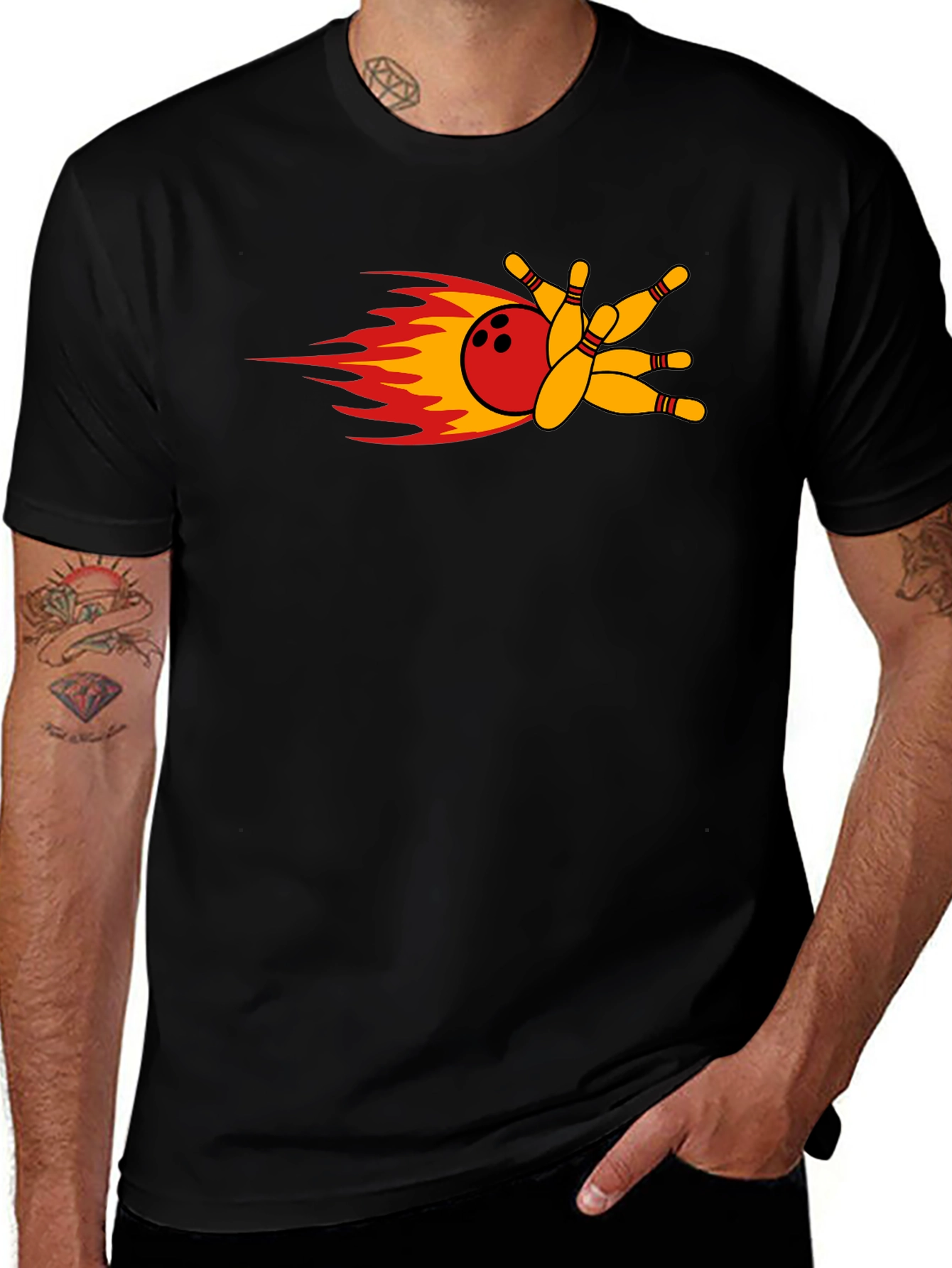 Variant 7 of Bowling Strike T-Shirt - Flaming Bowling Ball