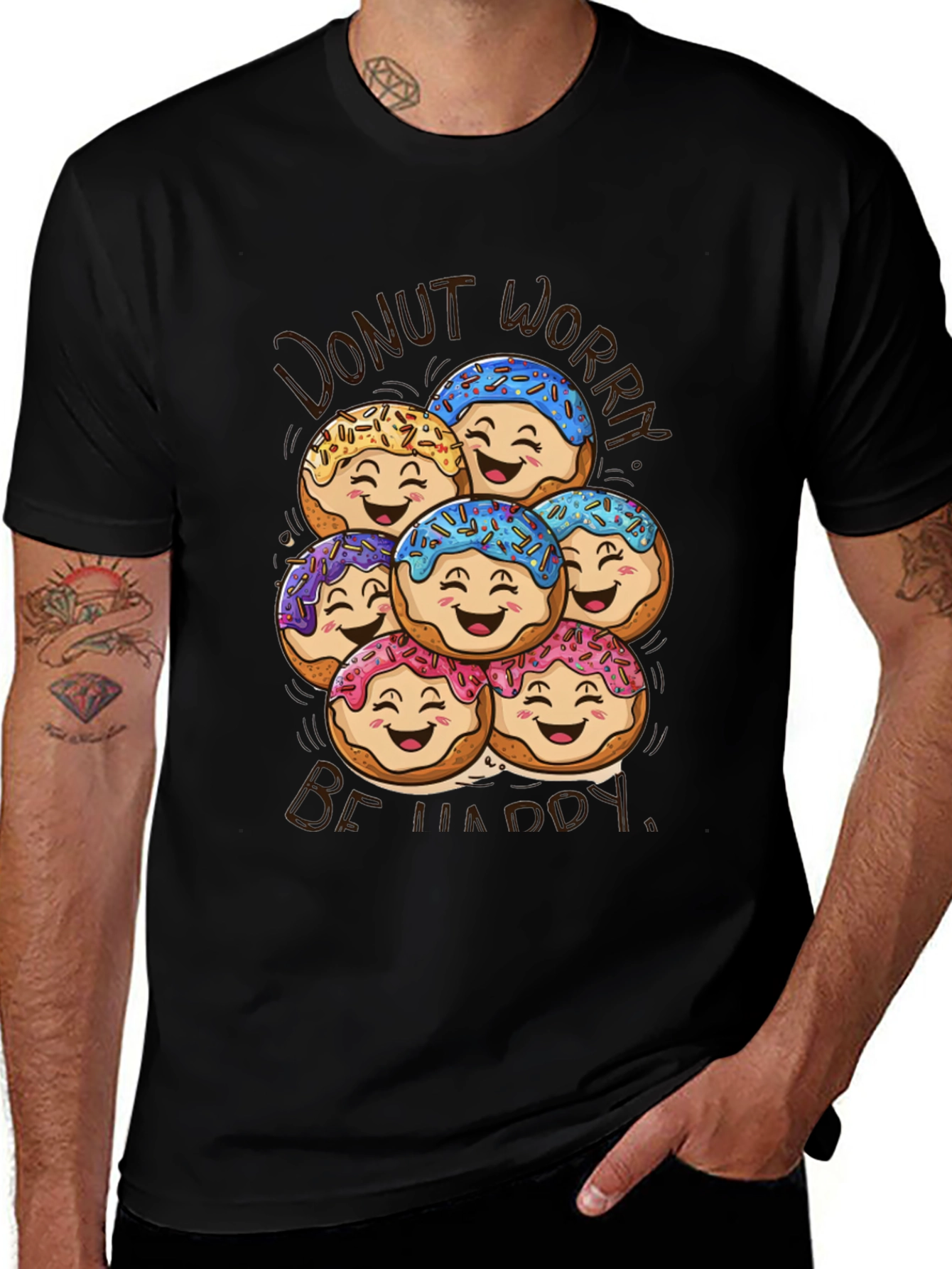 Variant 30 of Donut Worry Be Happy Graphic T-Shirt