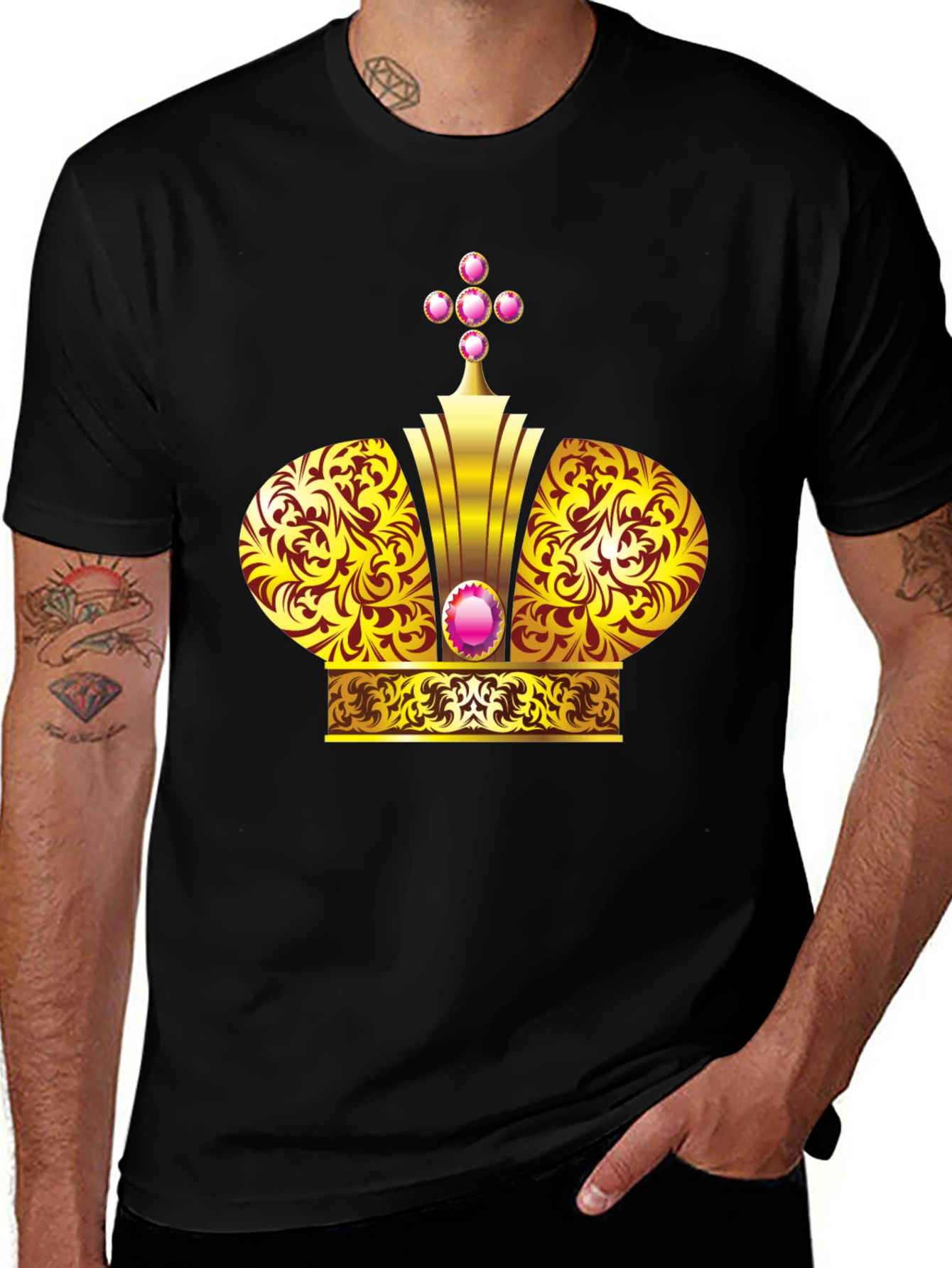 Variant 13 of Golden Crown Graphic Black T-Shirt