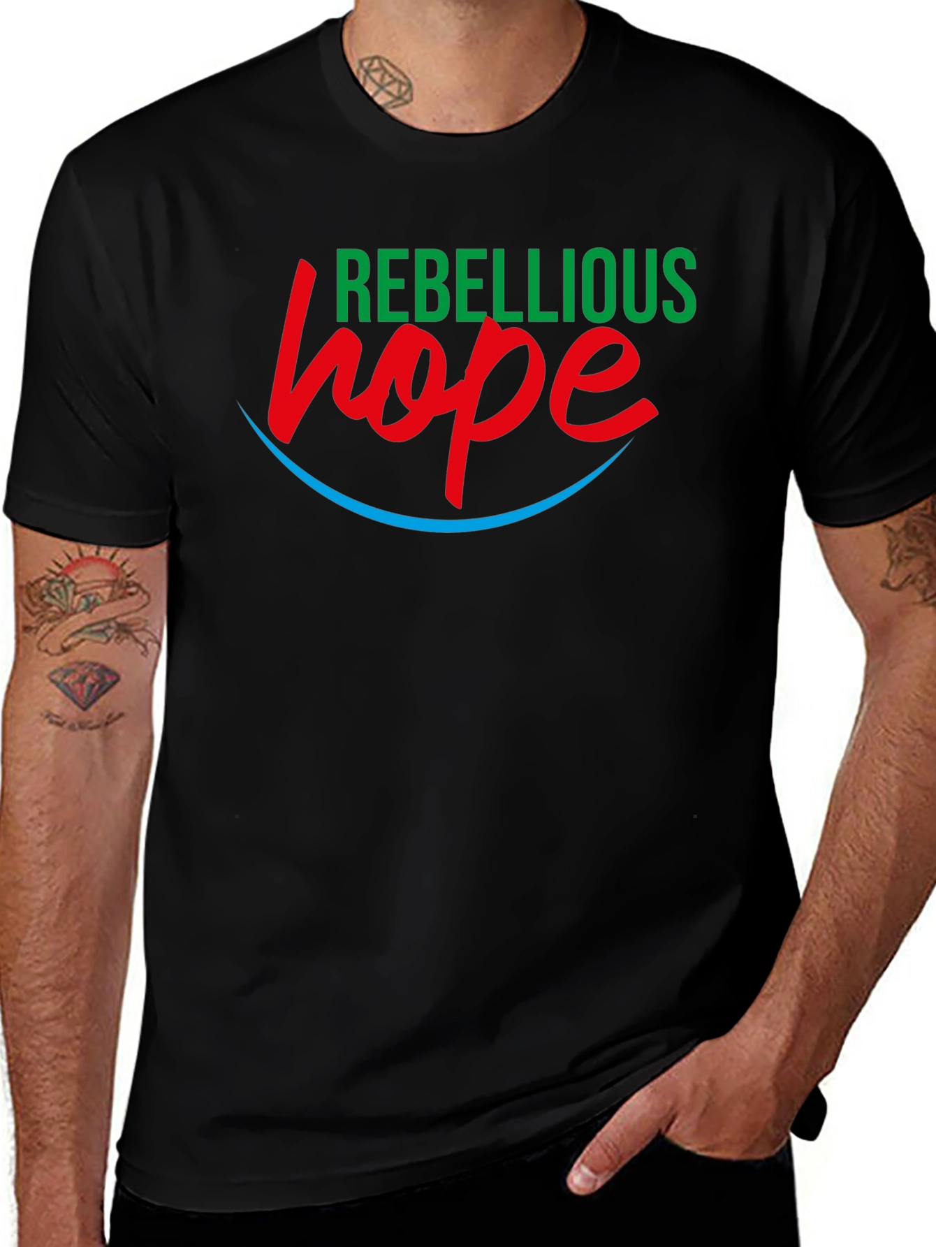 Variant 24 of Rebellious Hope Graphic Tee - Black Cotton Blend