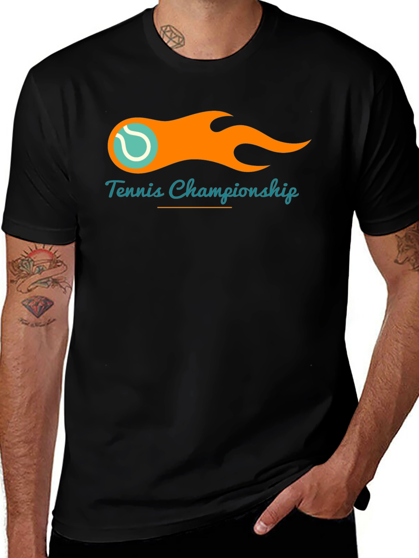 Variant 29 of Tennis Championship Tee - Flaming Tennis Ball Design