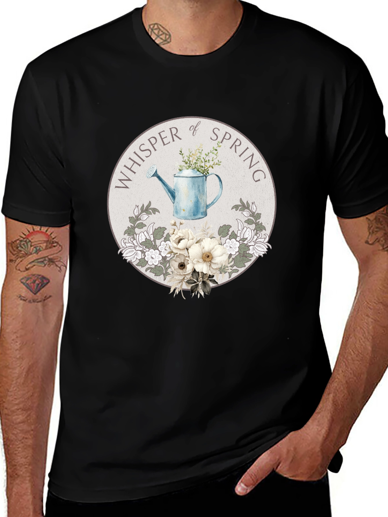 Whisper of Spring T-Shirt - Floral Watering Can Design
