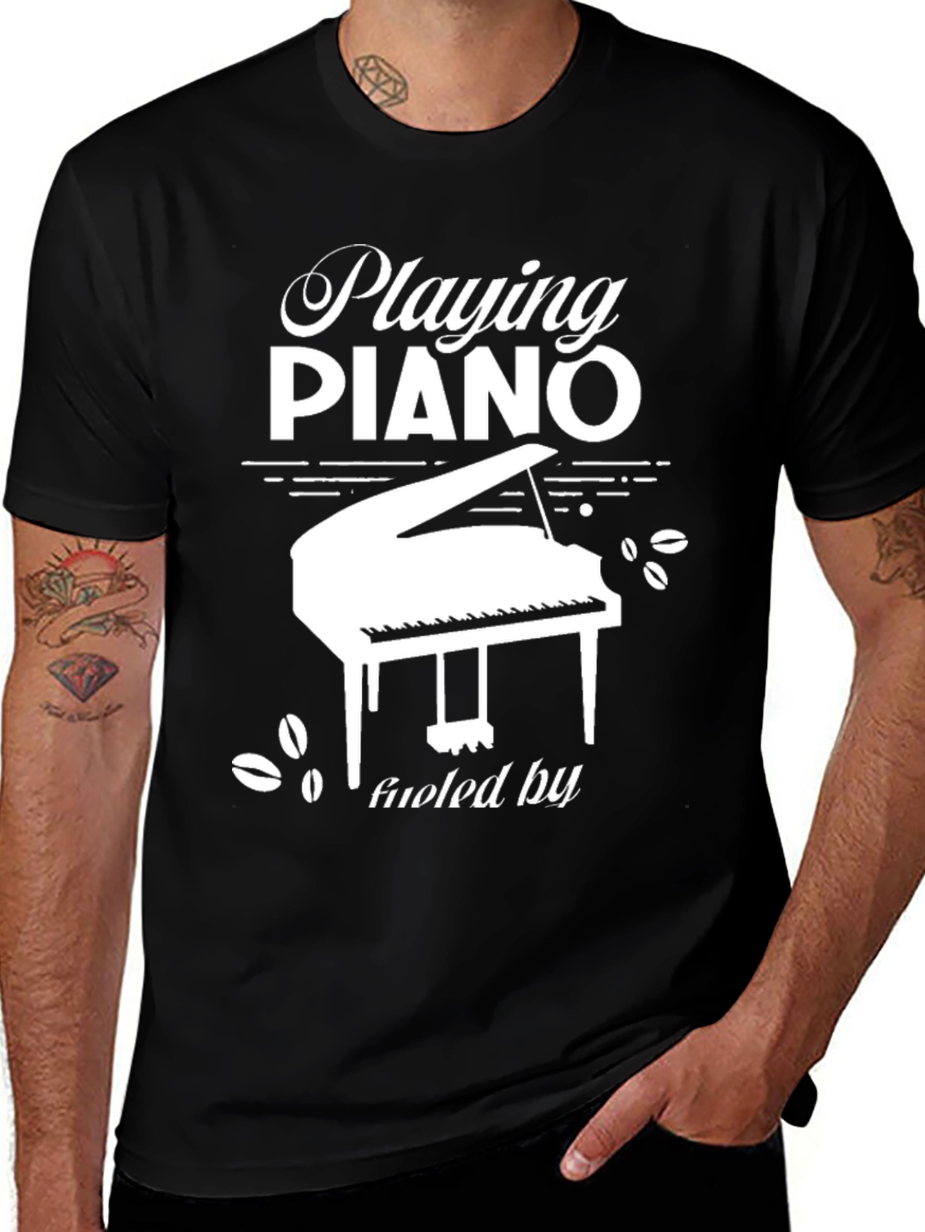Variant 6 of Playing Piano T-Shirt - Music Lover Tee