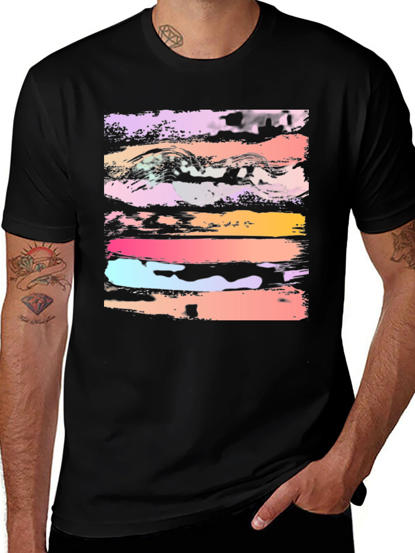 Variant 18 of Abstract Brushstroke Graphic Black T-Shirt